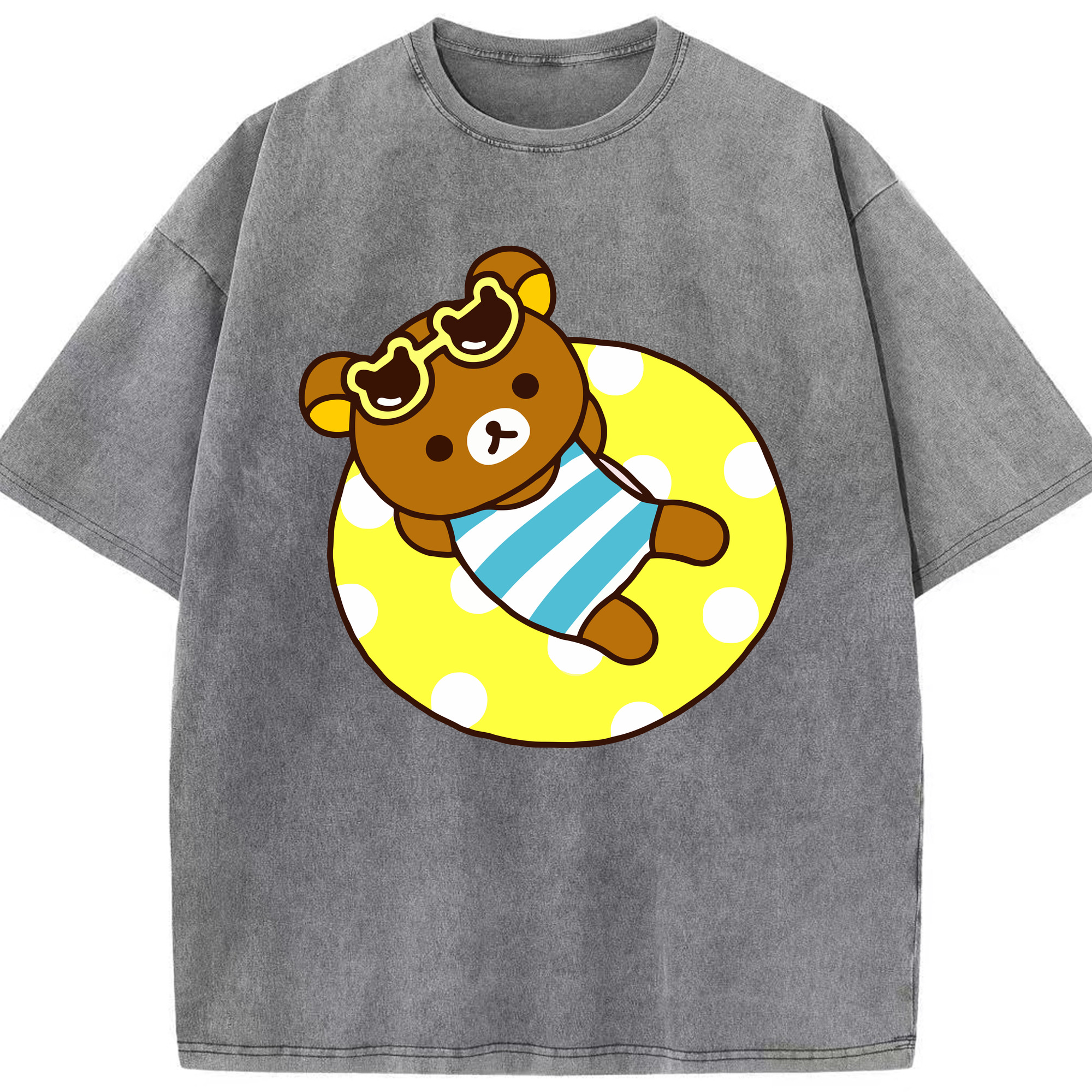 （画像用） リラックマ リラックマ キイロイトリ Rilakkuma Korilakkuma Kiiroitori 綿100% ヴィンテージ風 半袖Tシャツ（フロントプリント）