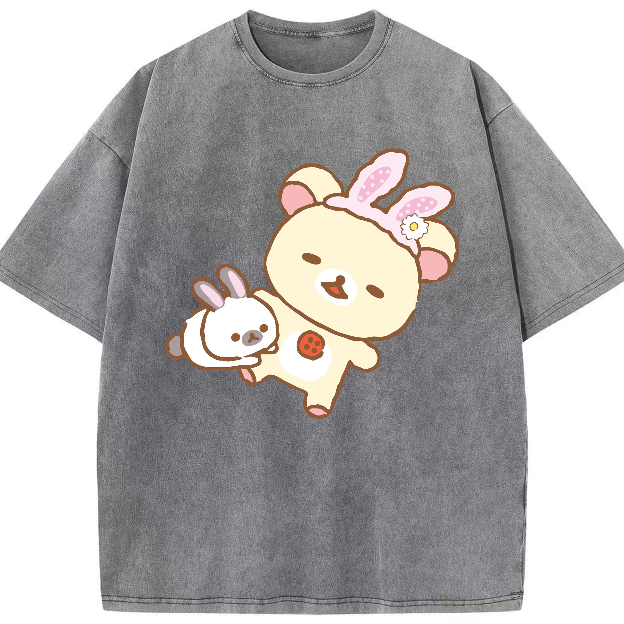 （画像用） リラックマ リラックマ キイロイトリ Rilakkuma Korilakkuma Kiiroitori 綿100% ヴィンテージ風 半袖Tシャツ（フロントプリント）