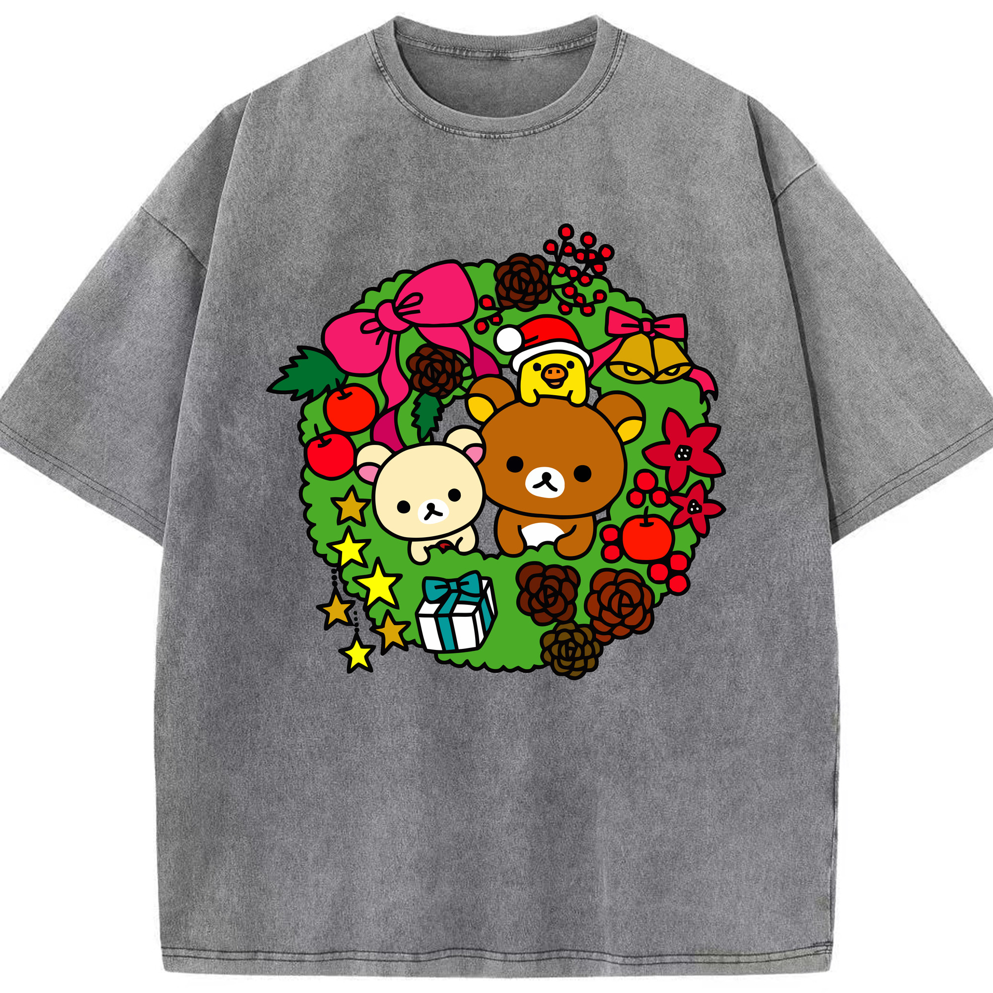 （画像用） リラックマ リラックマ キイロイトリ Rilakkuma Korilakkuma Kiiroitori 綿100% ヴィンテージ風 半袖Tシャツ（フロントプリント）