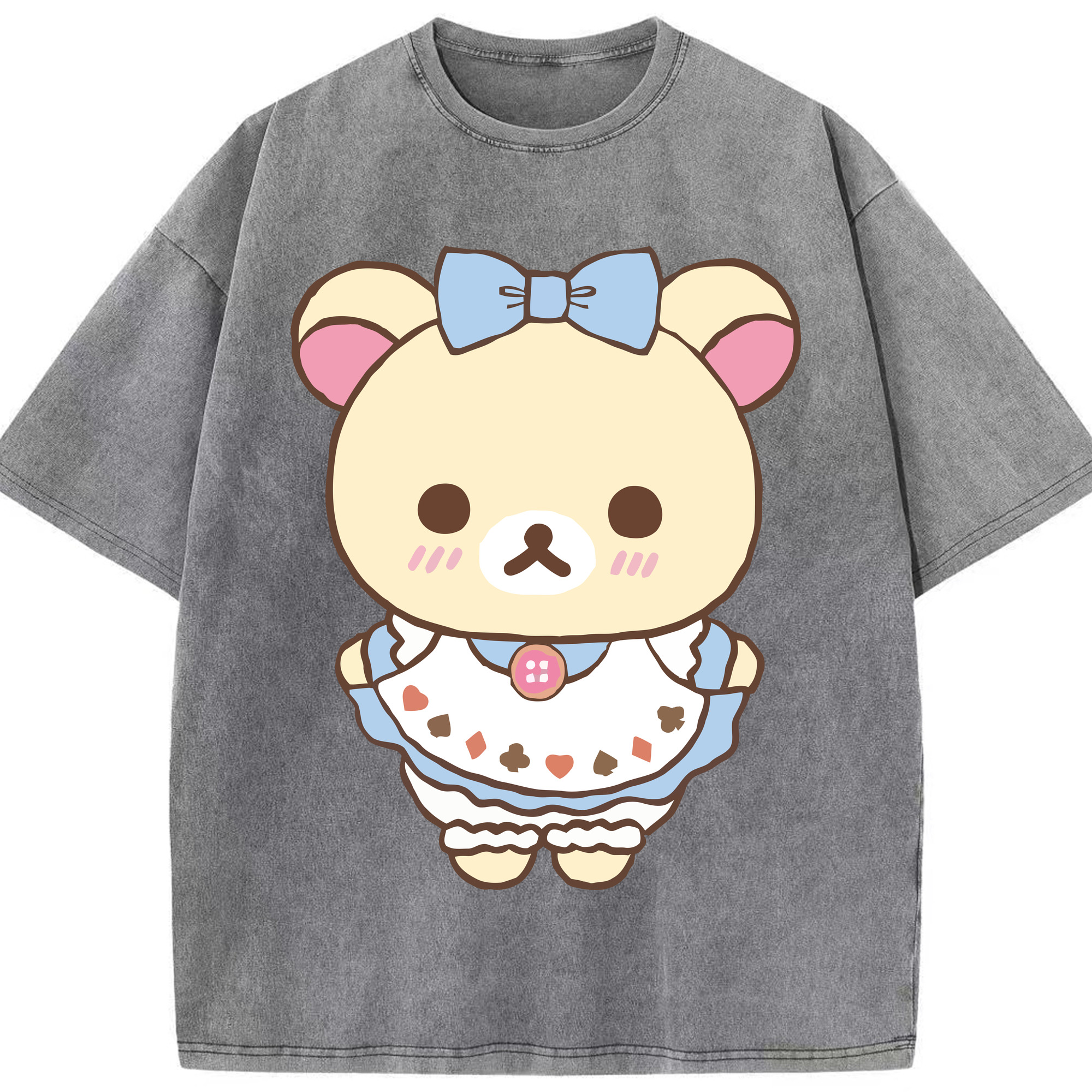 （画像用） リラックマ リラックマ キイロイトリ Rilakkuma Korilakkuma Kiiroitori 綿100% ヴィンテージ風 半袖Tシャツ（フロントプリント）