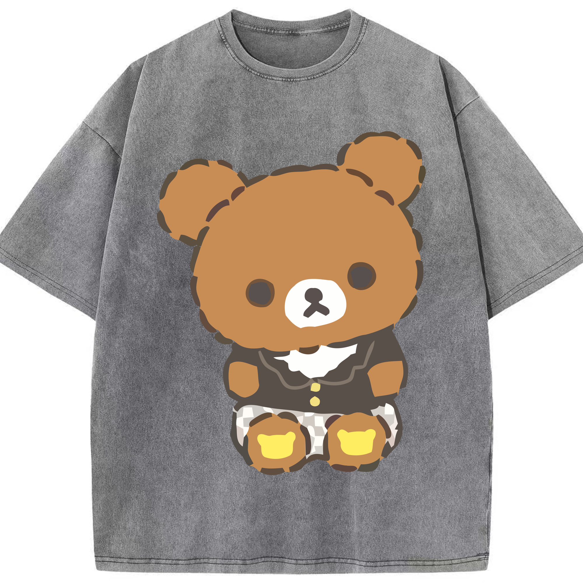 （画像用） リラックマ リラックマ キイロイトリ Rilakkuma Korilakkuma Kiiroitori 綿100% ヴィンテージ風 半袖Tシャツ（フロントプリント）