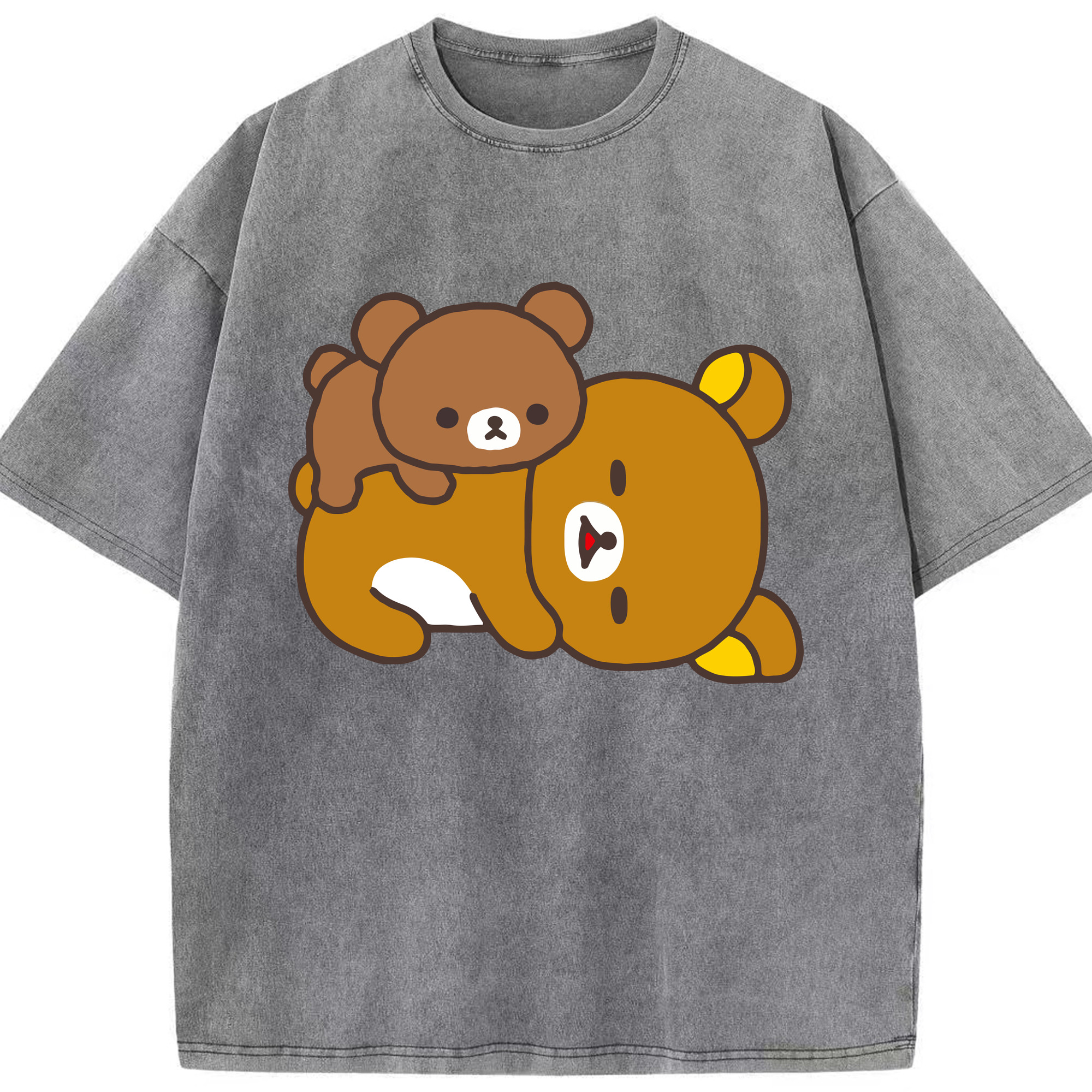 （画像用） リラックマ リラックマ キイロイトリ Rilakkuma Korilakkuma Kiiroitori 綿100% ヴィンテージ風 半袖Tシャツ（フロントプリント）