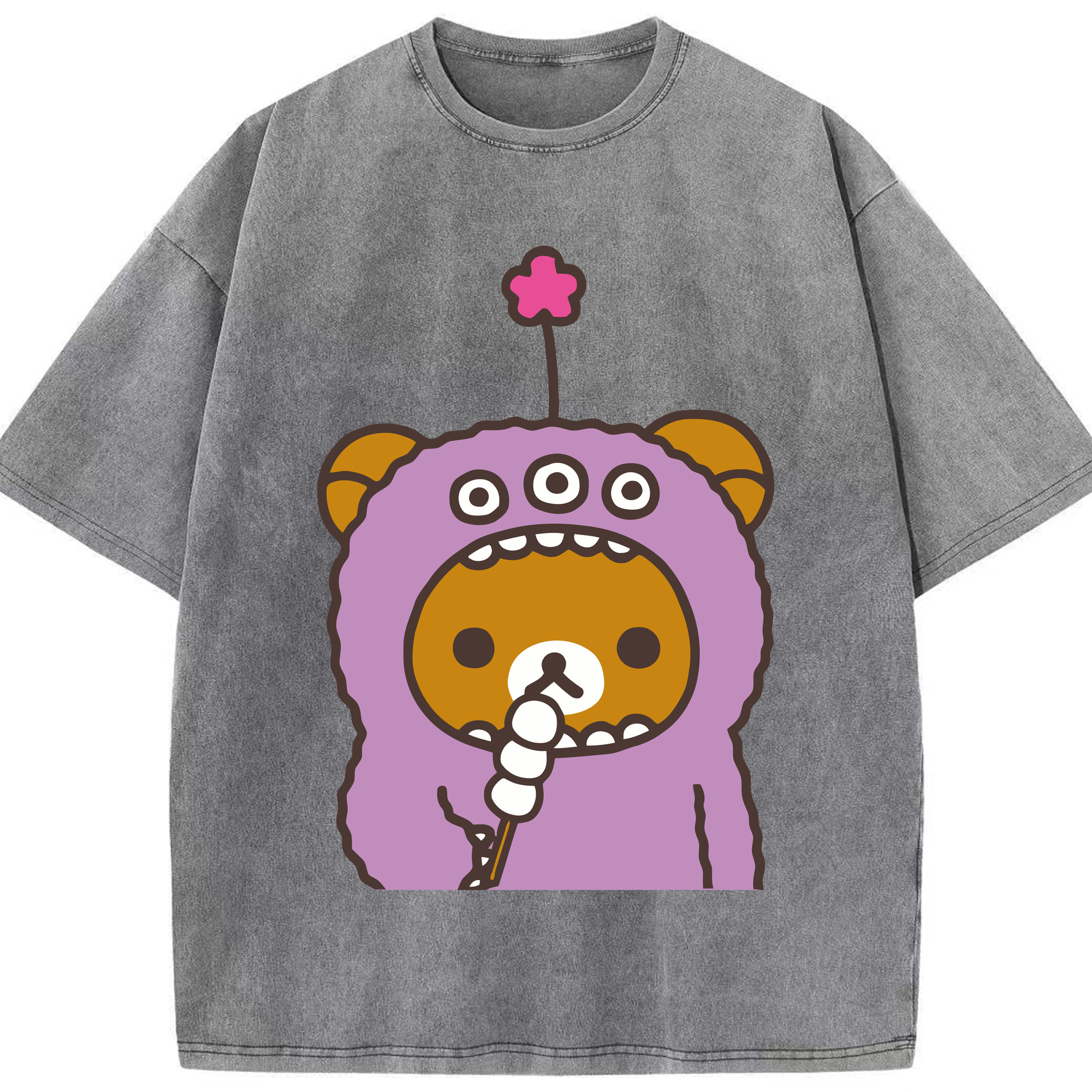 （画像用） リラックマ リラックマ キイロイトリ Rilakkuma Korilakkuma Kiiroitori 綿100% ヴィンテージ風 半袖Tシャツ（フロントプリント）