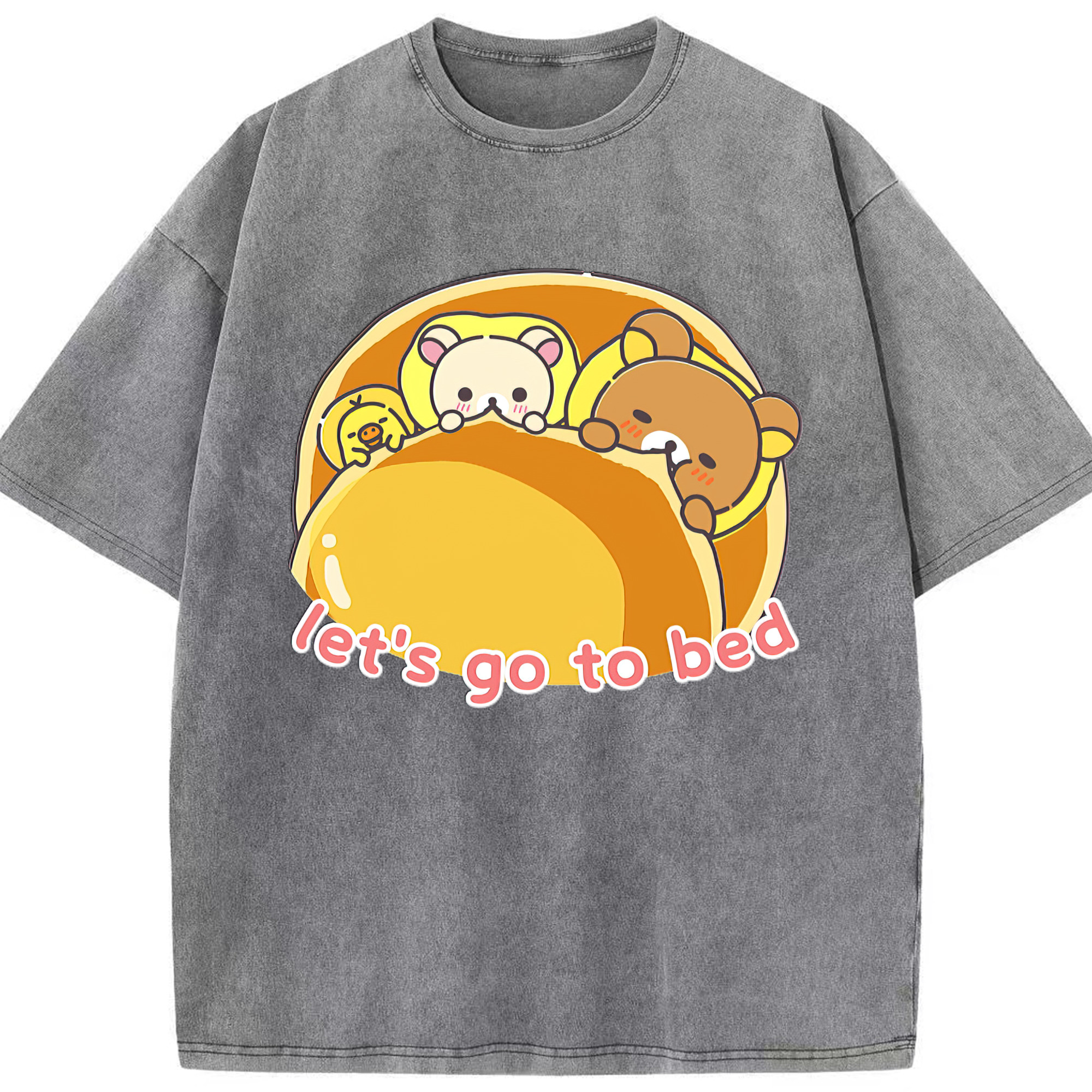 （画像用） リラックマ リラックマ キイロイトリ Rilakkuma Korilakkuma Kiiroitori 綿100% ヴィンテージ風 半袖Tシャツ（フロントプリント）