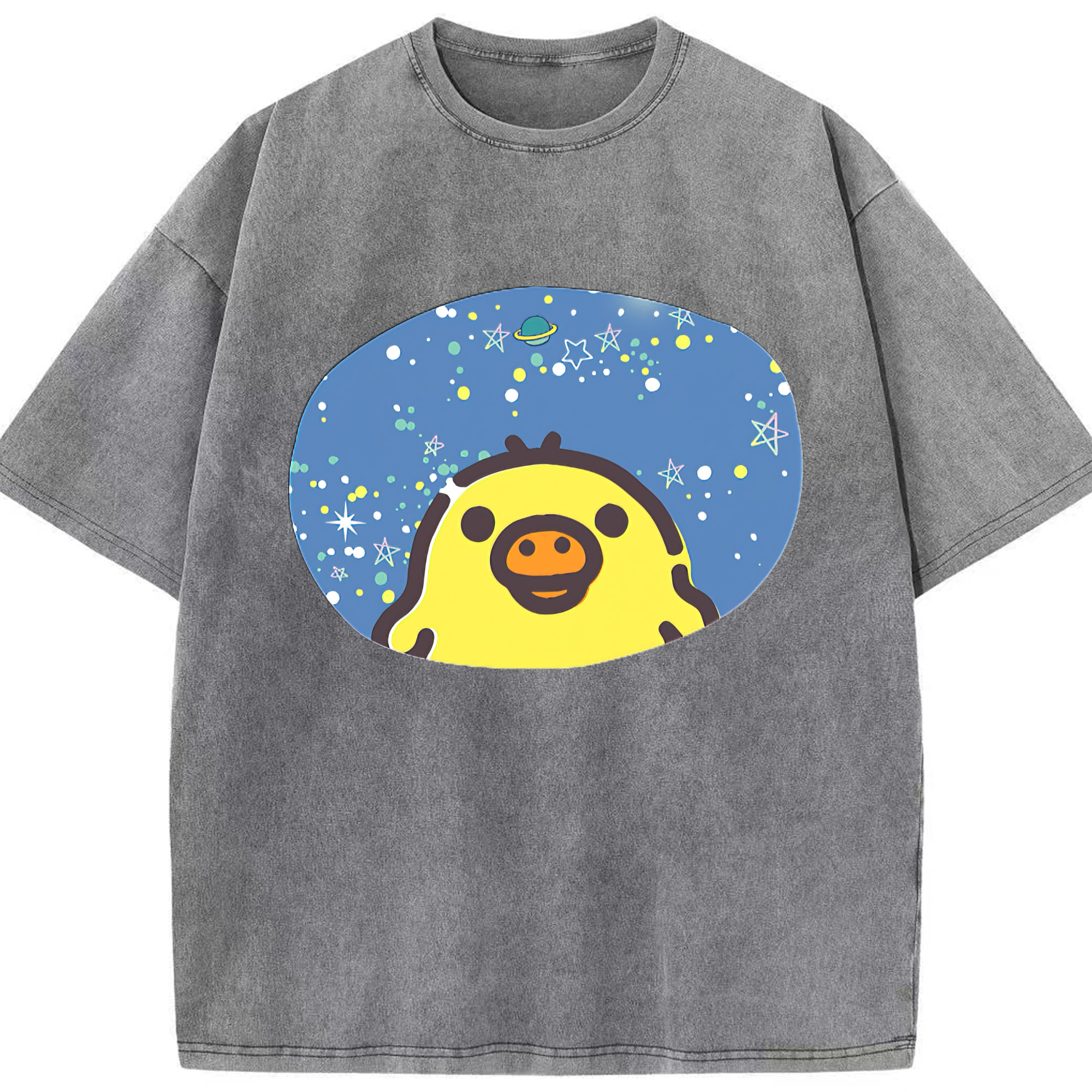 （画像用） リラックマ リラックマ キイロイトリ Rilakkuma Korilakkuma Kiiroitori 綿100% ヴィンテージ風 半袖Tシャツ（フロントプリント）
