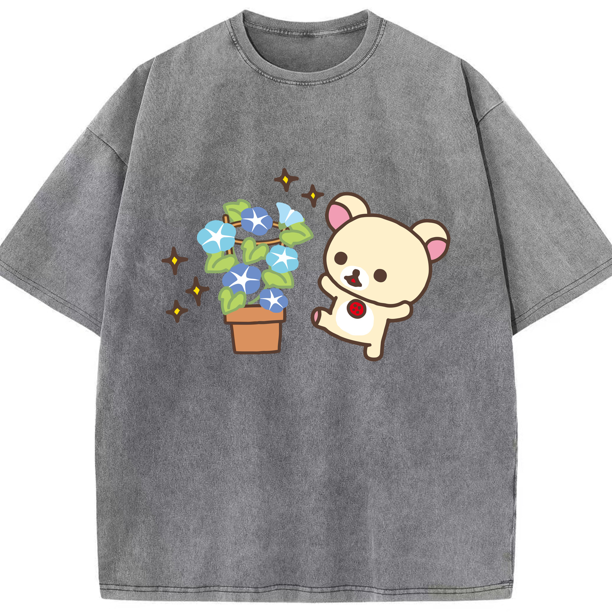 （画像用） リラックマ リラックマ キイロイトリ Rilakkuma Korilakkuma Kiiroitori 綿100% ヴィンテージ風 半袖Tシャツ（フロントプリント）