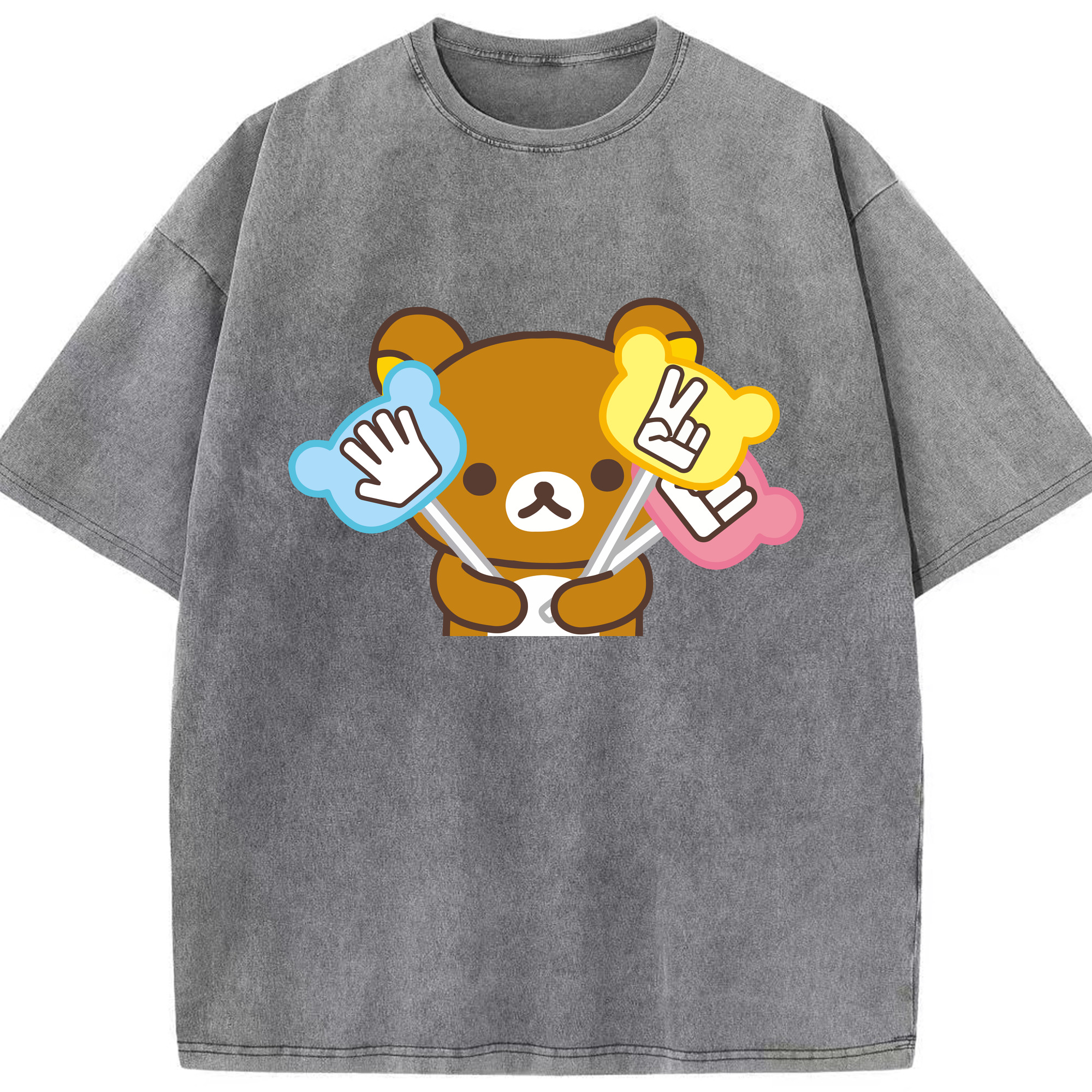 （画像用） リラックマ リラックマ キイロイトリ Rilakkuma Korilakkuma Kiiroitori 綿100% ヴィンテージ風 半袖Tシャツ（フロントプリント）