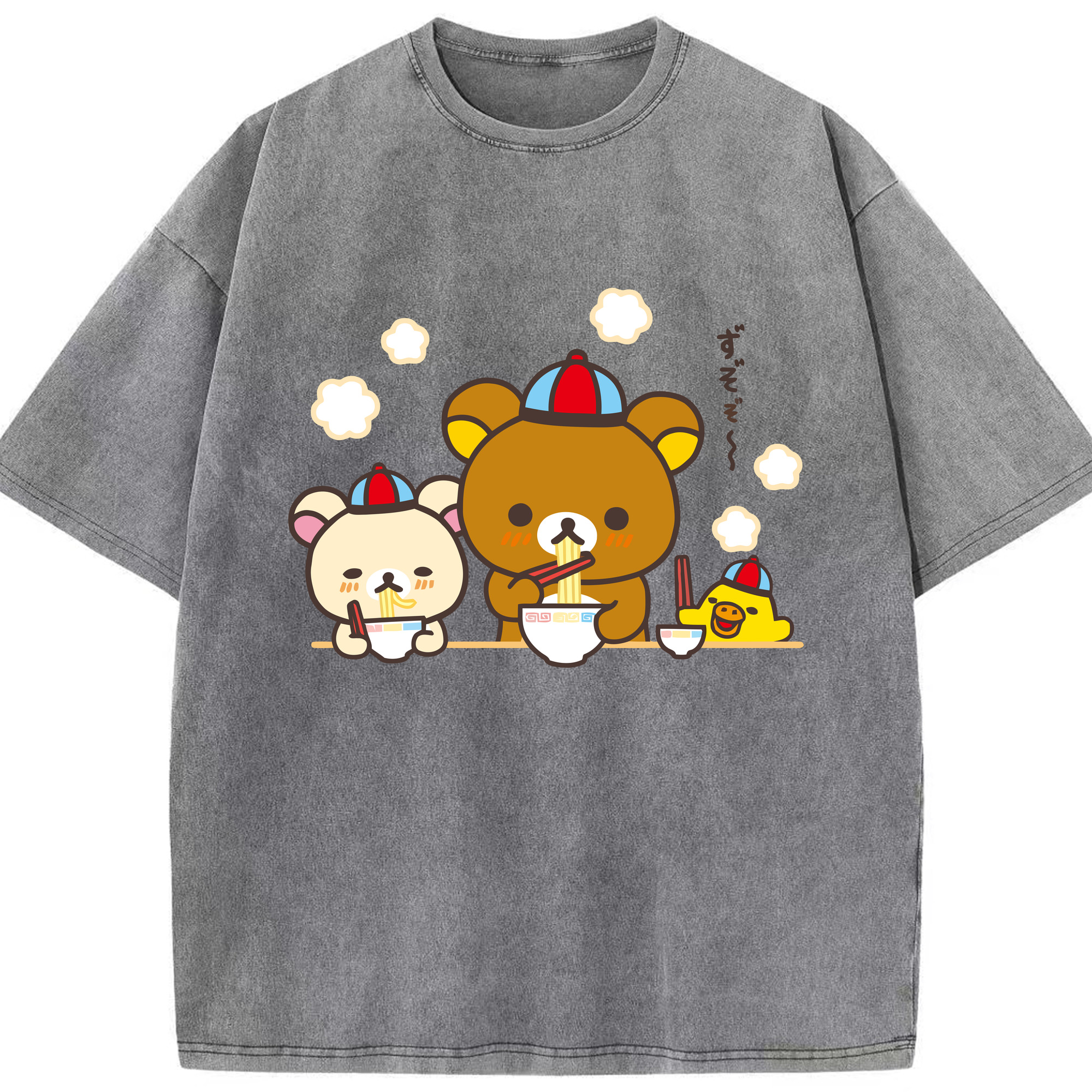 （画像用） リラックマ リラックマ キイロイトリ Rilakkuma Korilakkuma Kiiroitori 綿100% ヴィンテージ風 半袖Tシャツ（フロントプリント）