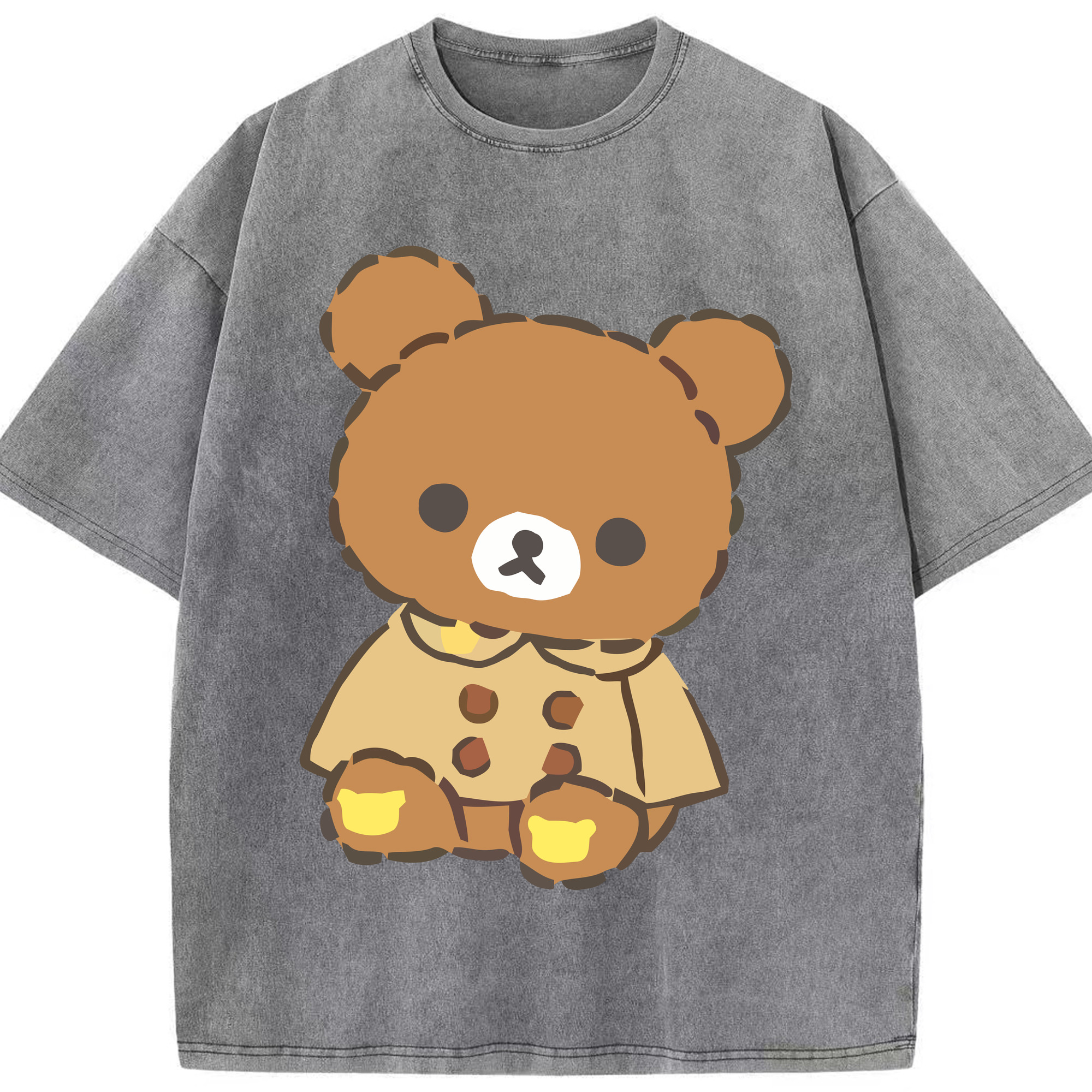 （画像用） リラックマ リラックマ キイロイトリ Rilakkuma Korilakkuma Kiiroitori 綿100% ヴィンテージ風 半袖Tシャツ（フロントプリント）