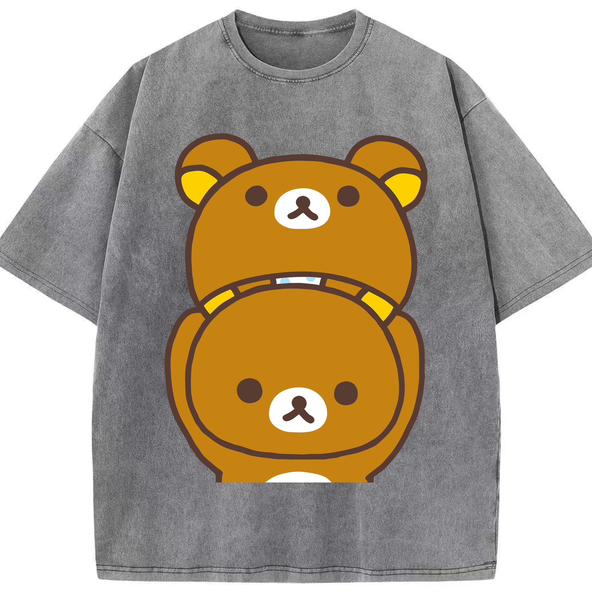 （画像用） リラックマ リラックマ キイロイトリ Rilakkuma Korilakkuma Kiiroitori 綿100% ヴィンテージ風 半袖Tシャツ（フロントプリント）