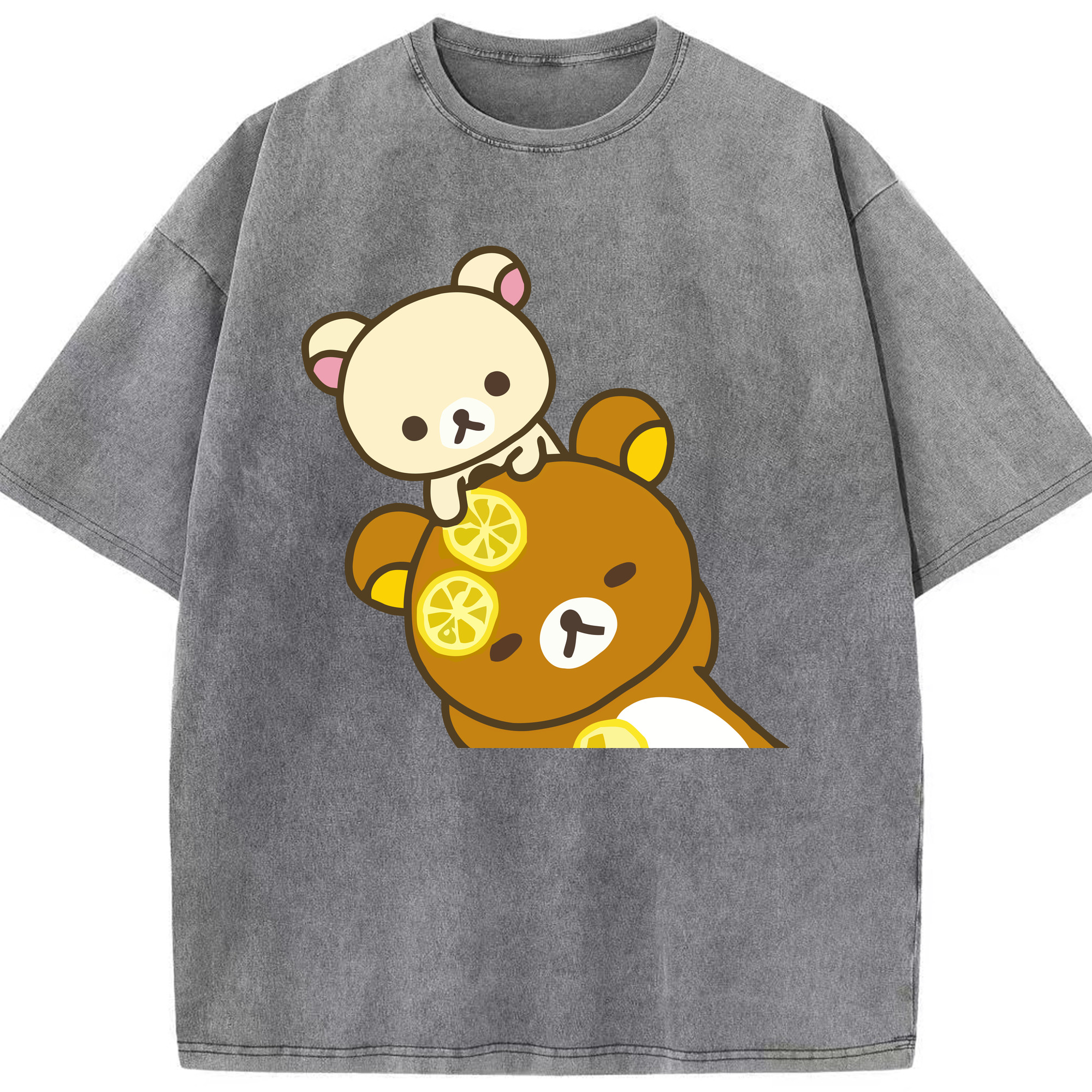 （画像用） リラックマ リラックマ キイロイトリ Rilakkuma Korilakkuma Kiiroitori 綿100% ヴィンテージ風 半袖Tシャツ（フロントプリント）