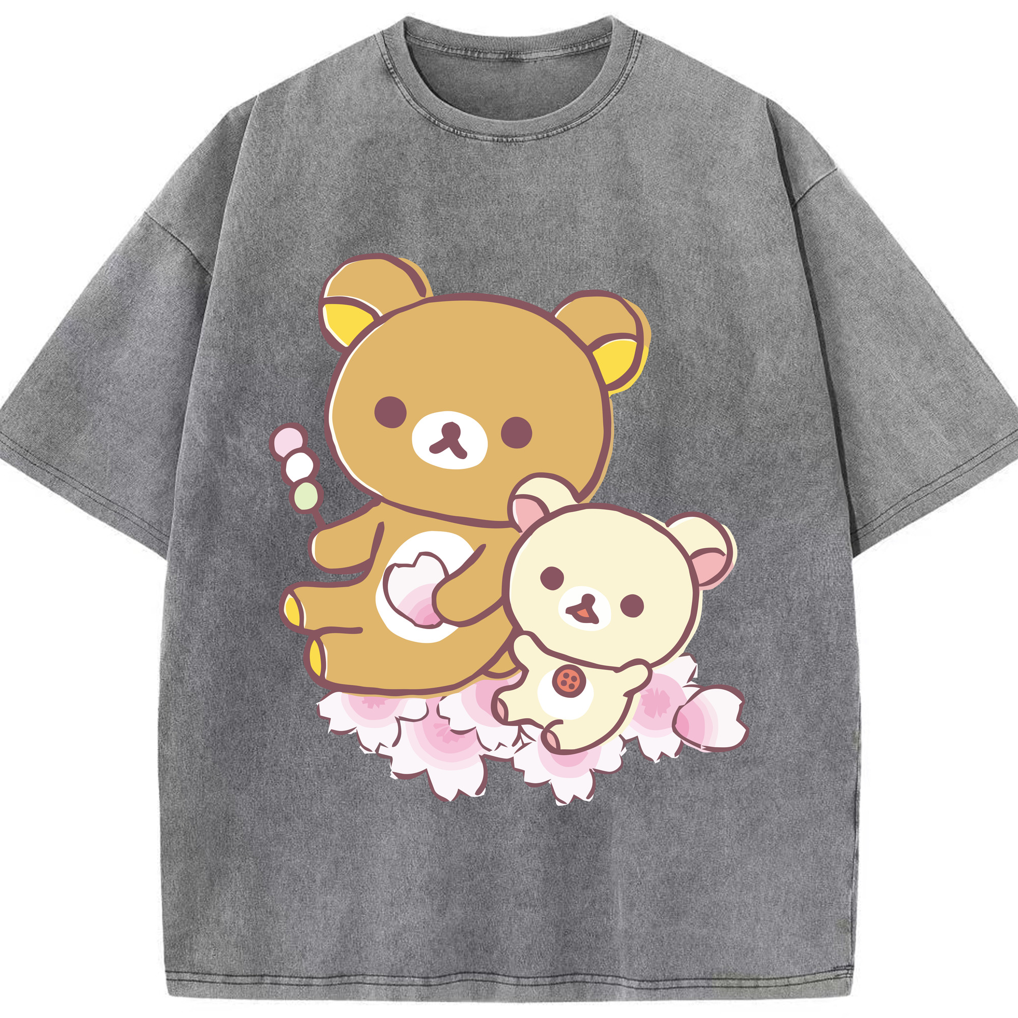 （画像用） リラックマ リラックマ キイロイトリ Rilakkuma Korilakkuma Kiiroitori 綿100% ヴィンテージ風 半袖Tシャツ（フロントプリント）