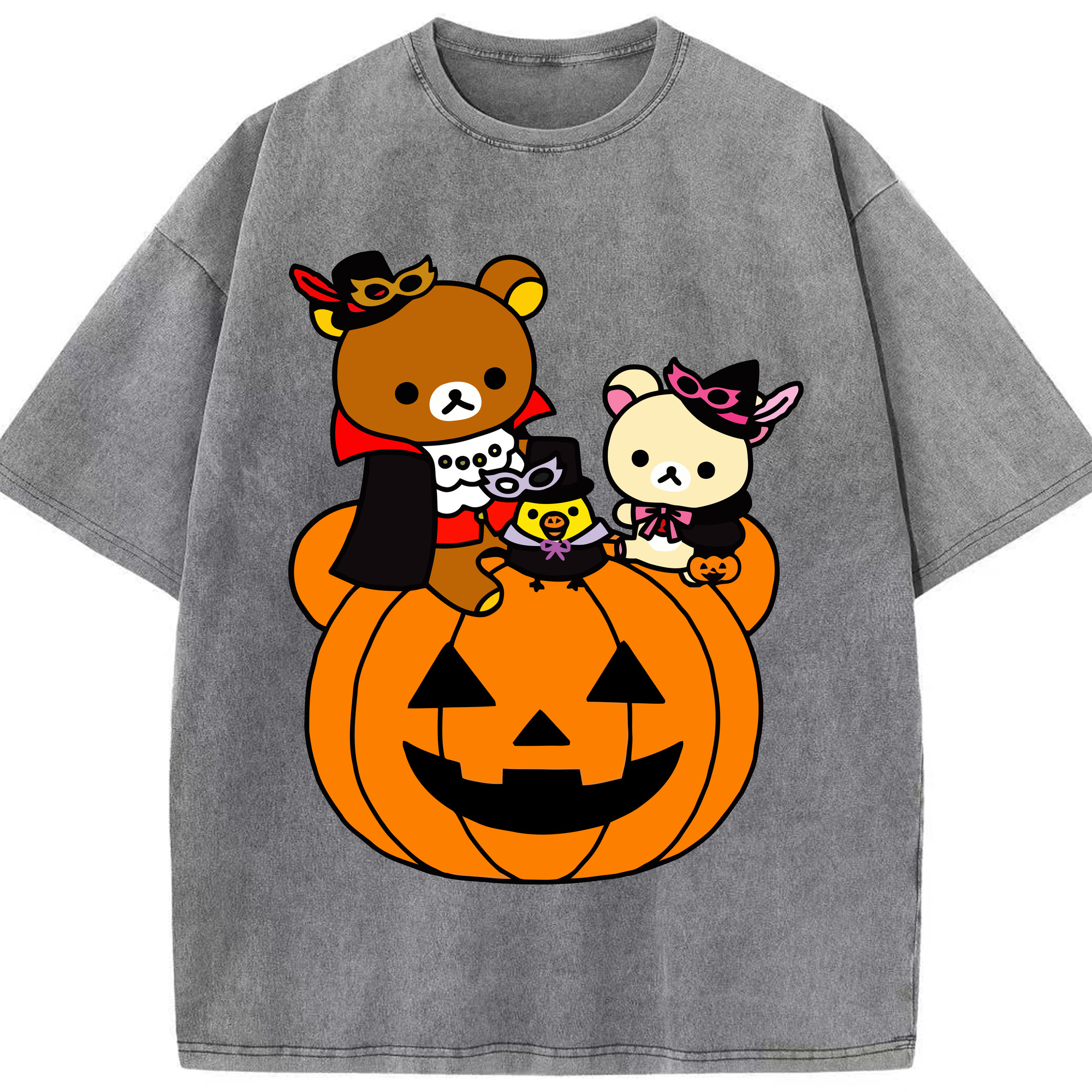 （画像用） リラックマ リラックマ キイロイトリ Rilakkuma Korilakkuma Kiiroitori 綿100% ヴィンテージ風 半袖Tシャツ（フロントプリント）