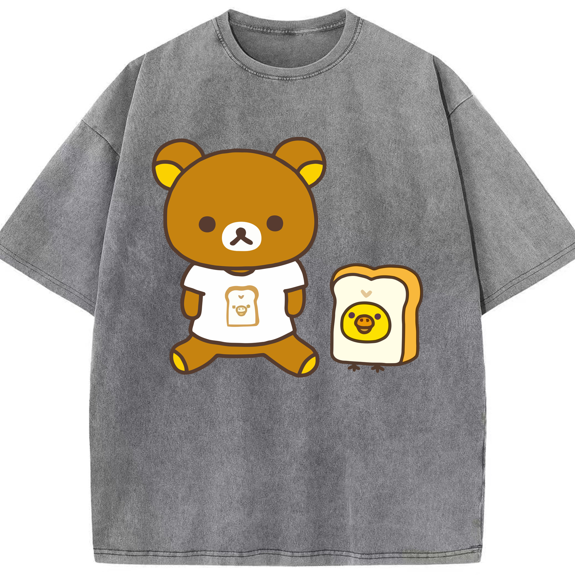 （画像用） リラックマ リラックマ キイロイトリ Rilakkuma Korilakkuma Kiiroitori 綿100% ヴィンテージ風 半袖Tシャツ（フロントプリント）