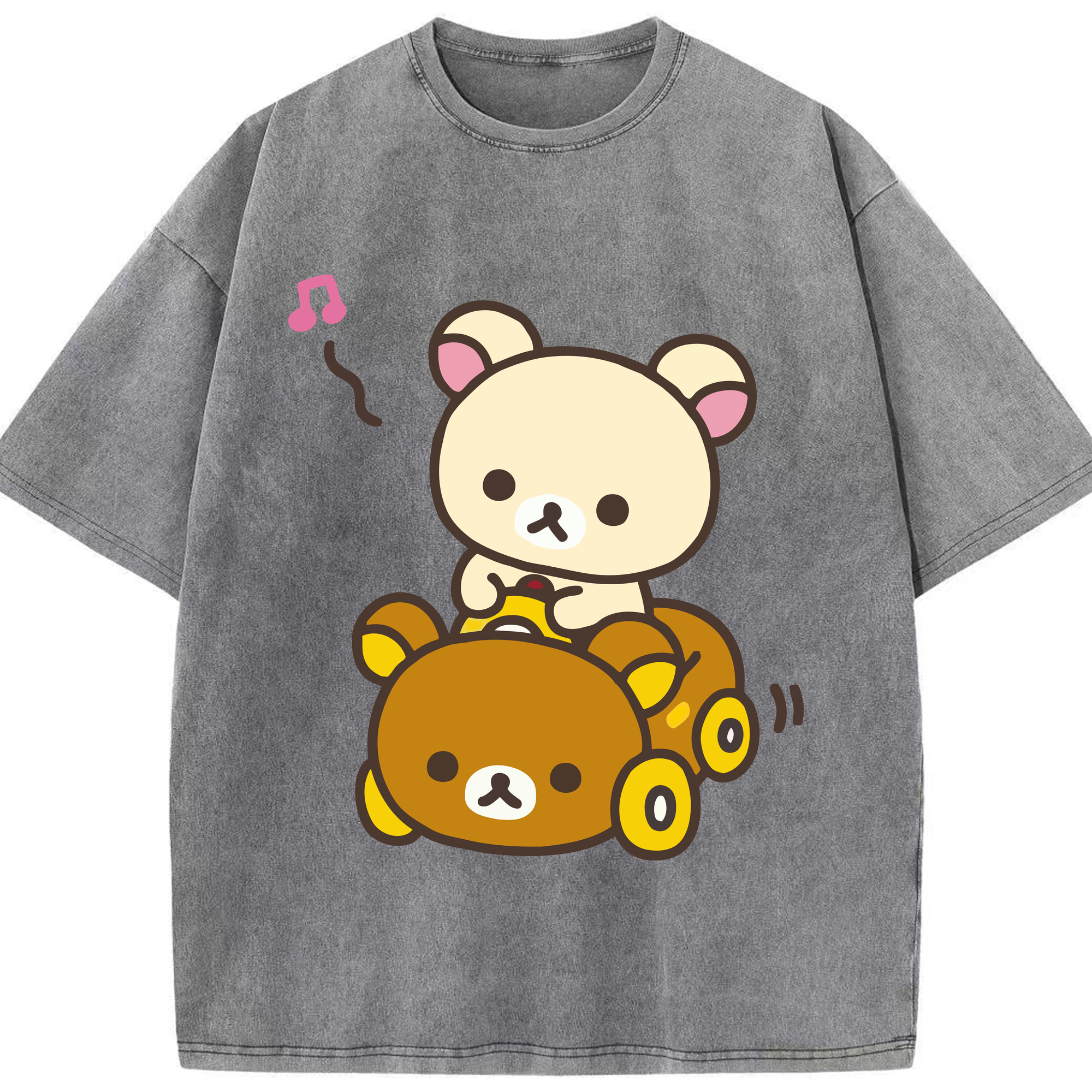 （画像用） リラックマ リラックマ キイロイトリ Rilakkuma Korilakkuma Kiiroitori 綿100% ヴィンテージ風 半袖Tシャツ（フロントプリント）