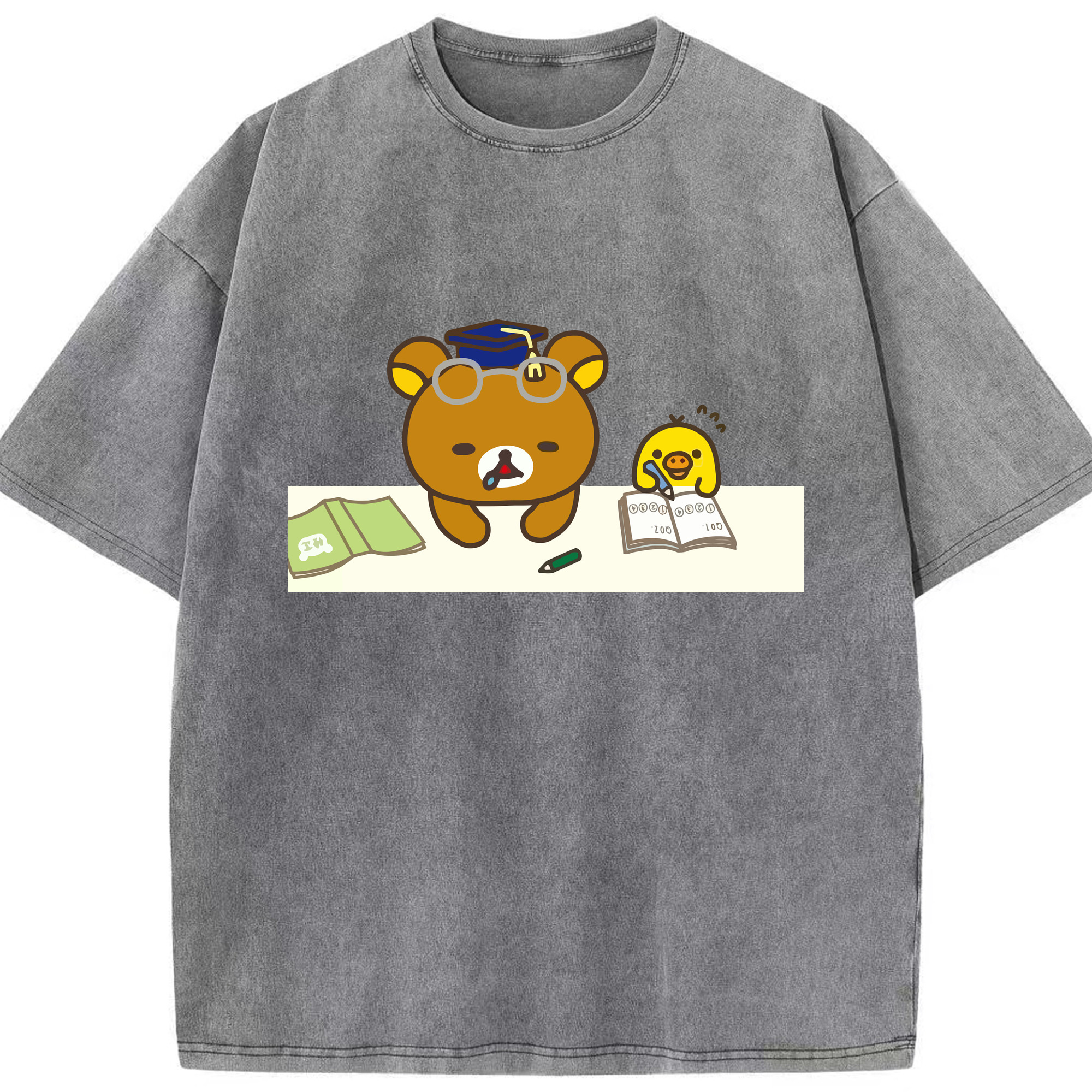 （画像用） リラックマ リラックマ キイロイトリ Rilakkuma Korilakkuma Kiiroitori 綿100% ヴィンテージ風 半袖Tシャツ（フロントプリント）