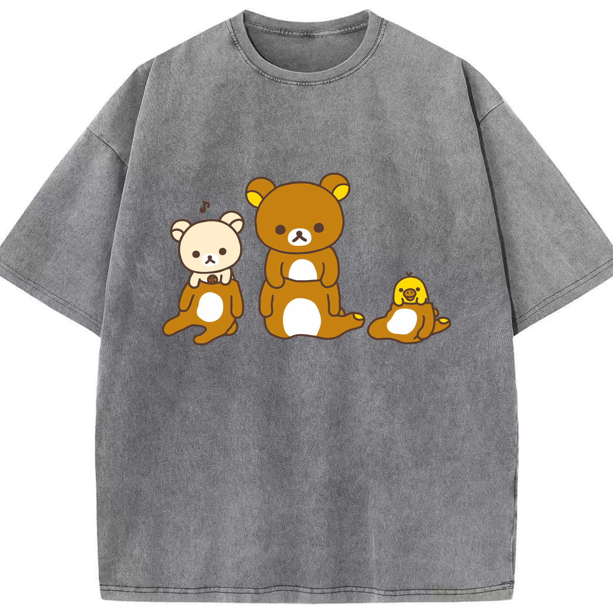 （画像用） リラックマ リラックマ キイロイトリ Rilakkuma Korilakkuma Kiiroitori 綿100% ヴィンテージ風 半袖Tシャツ（フロントプリント）