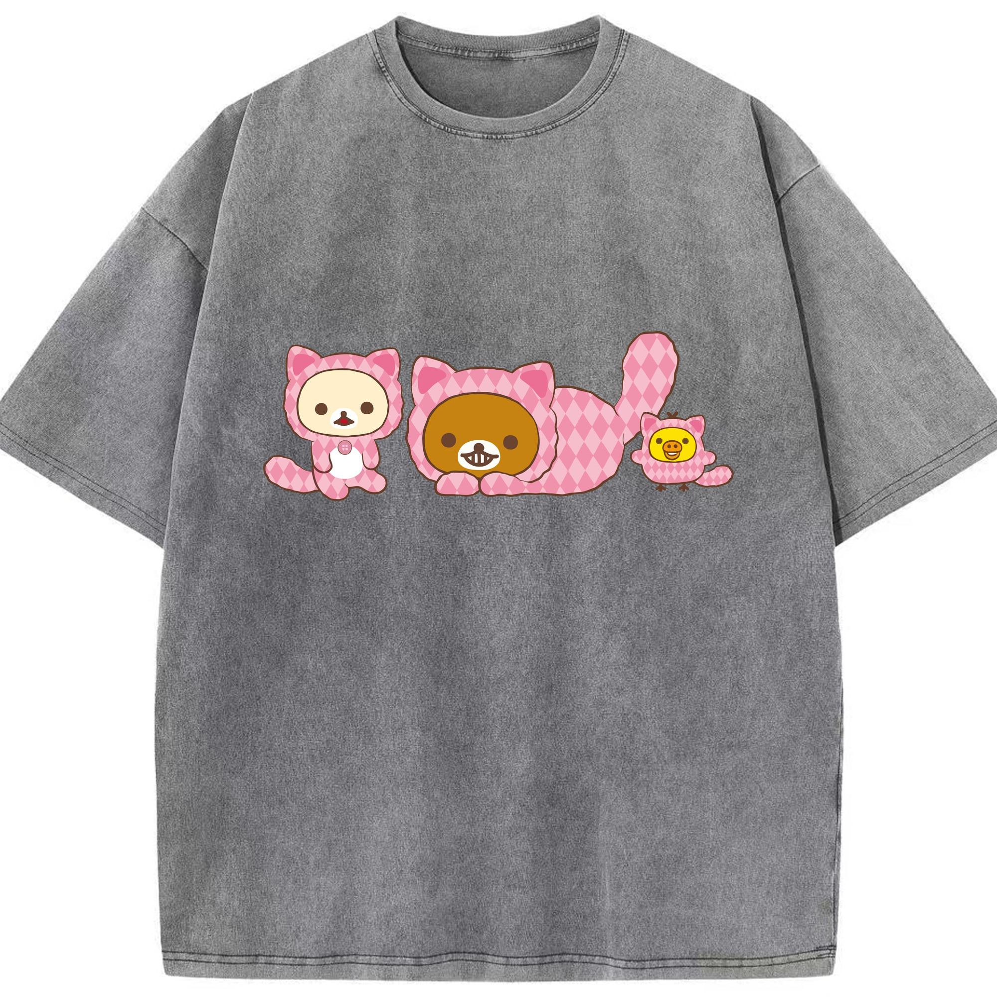 （画像用） リラックマ リラックマ キイロイトリ Rilakkuma Korilakkuma Kiiroitori 綿100% ヴィンテージ風 半袖Tシャツ（フロントプリント）