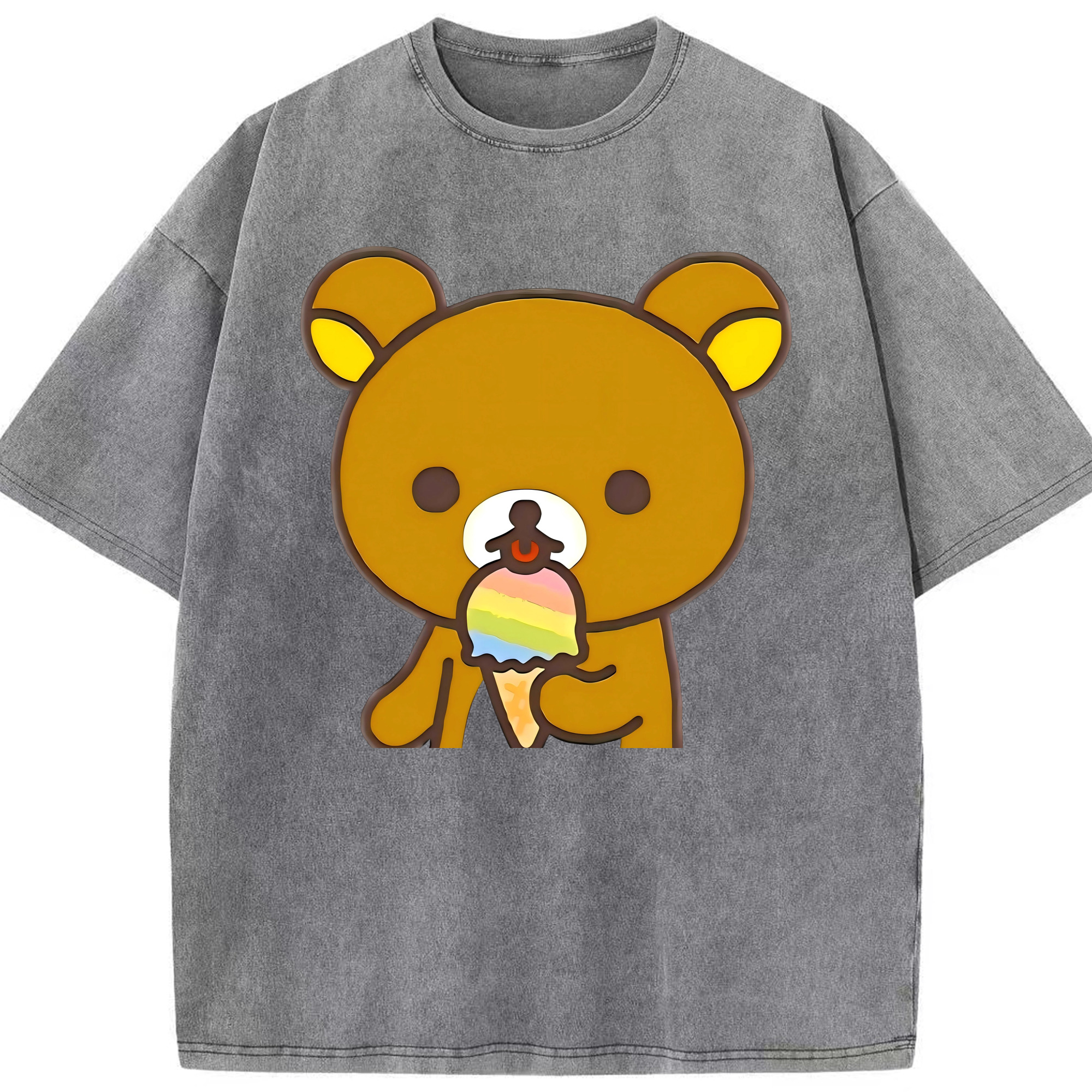 （画像用） リラックマ リラックマ キイロイトリ Rilakkuma Korilakkuma Kiiroitori 綿100% ヴィンテージ風 半袖Tシャツ（フロントプリント）