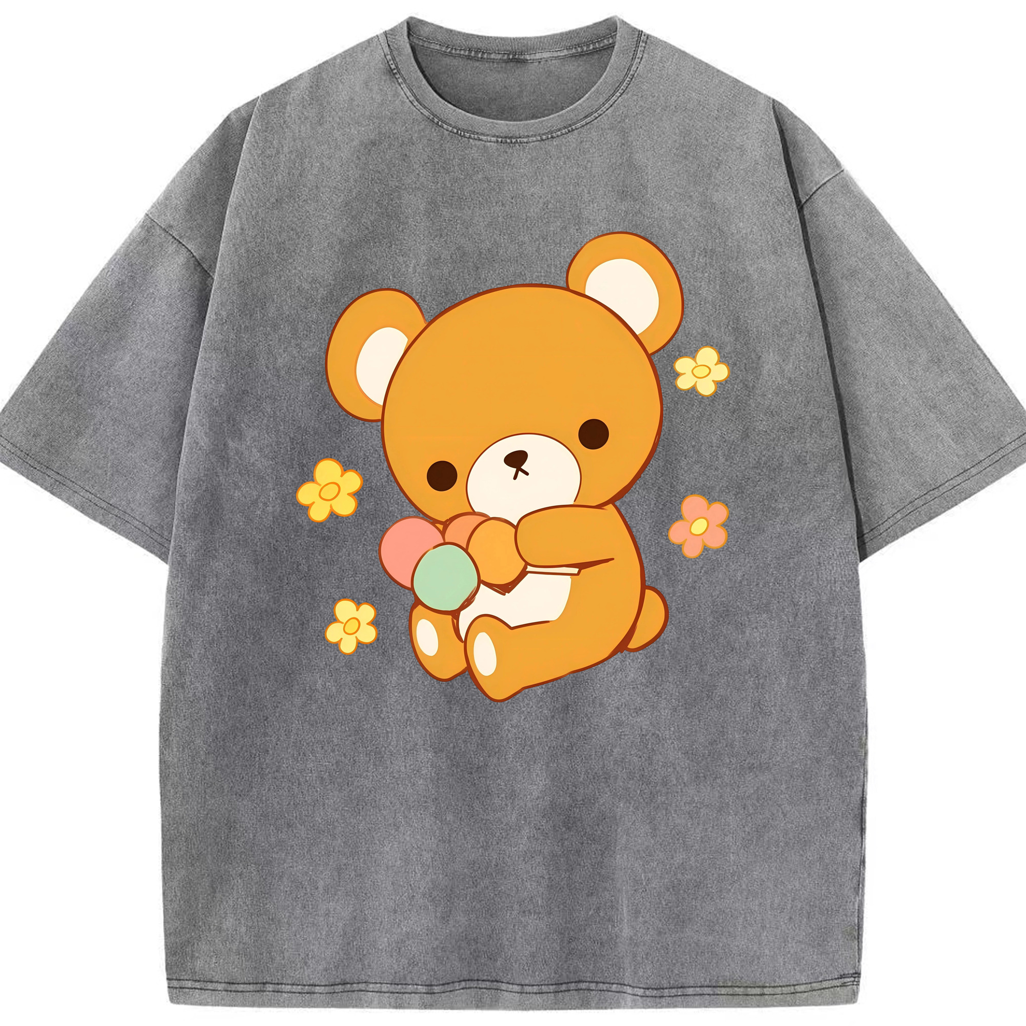 （画像用） リラックマ リラックマ キイロイトリ Rilakkuma Korilakkuma Kiiroitori 綿100% ヴィンテージ風 半袖Tシャツ（フロントプリント）