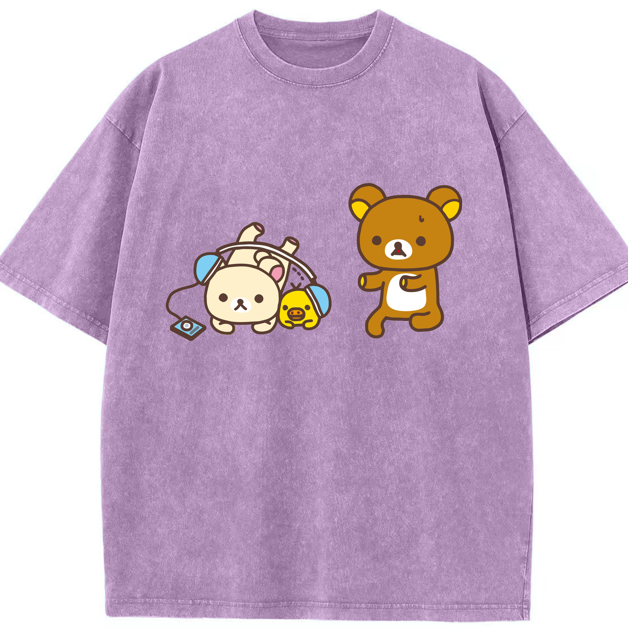 （画像用） リラックマ リラックマ キイロイトリ Rilakkuma Korilakkuma Kiiroitori 綿100% ヴィンテージ風 半袖Tシャツ（フロントプリント）