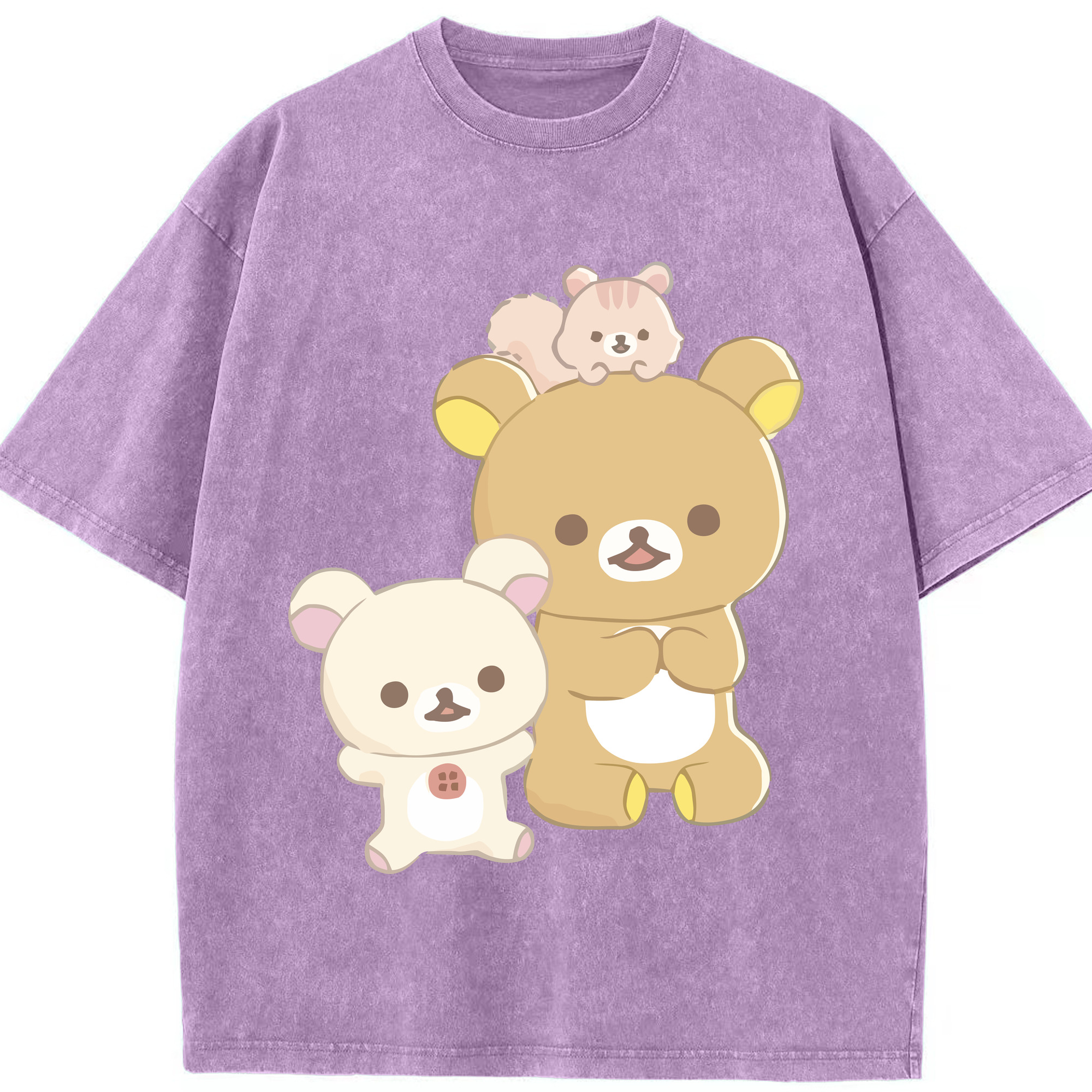 （画像用） リラックマ リラックマ キイロイトリ Rilakkuma Korilakkuma Kiiroitori 綿100% ヴィンテージ風 半袖Tシャツ（フロントプリント）