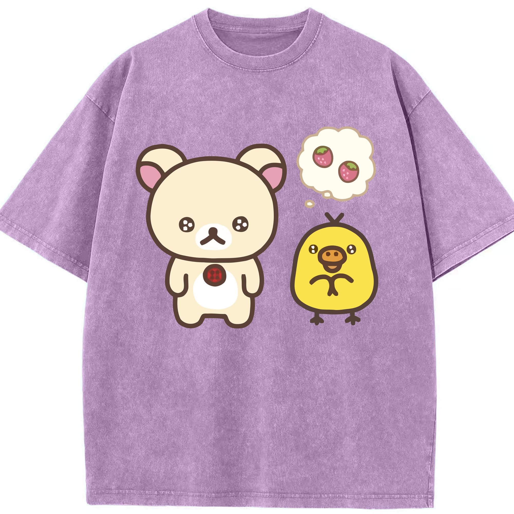 （画像用） リラックマ リラックマ キイロイトリ Rilakkuma Korilakkuma Kiiroitori 綿100% ヴィンテージ風 半袖Tシャツ（フロントプリント）