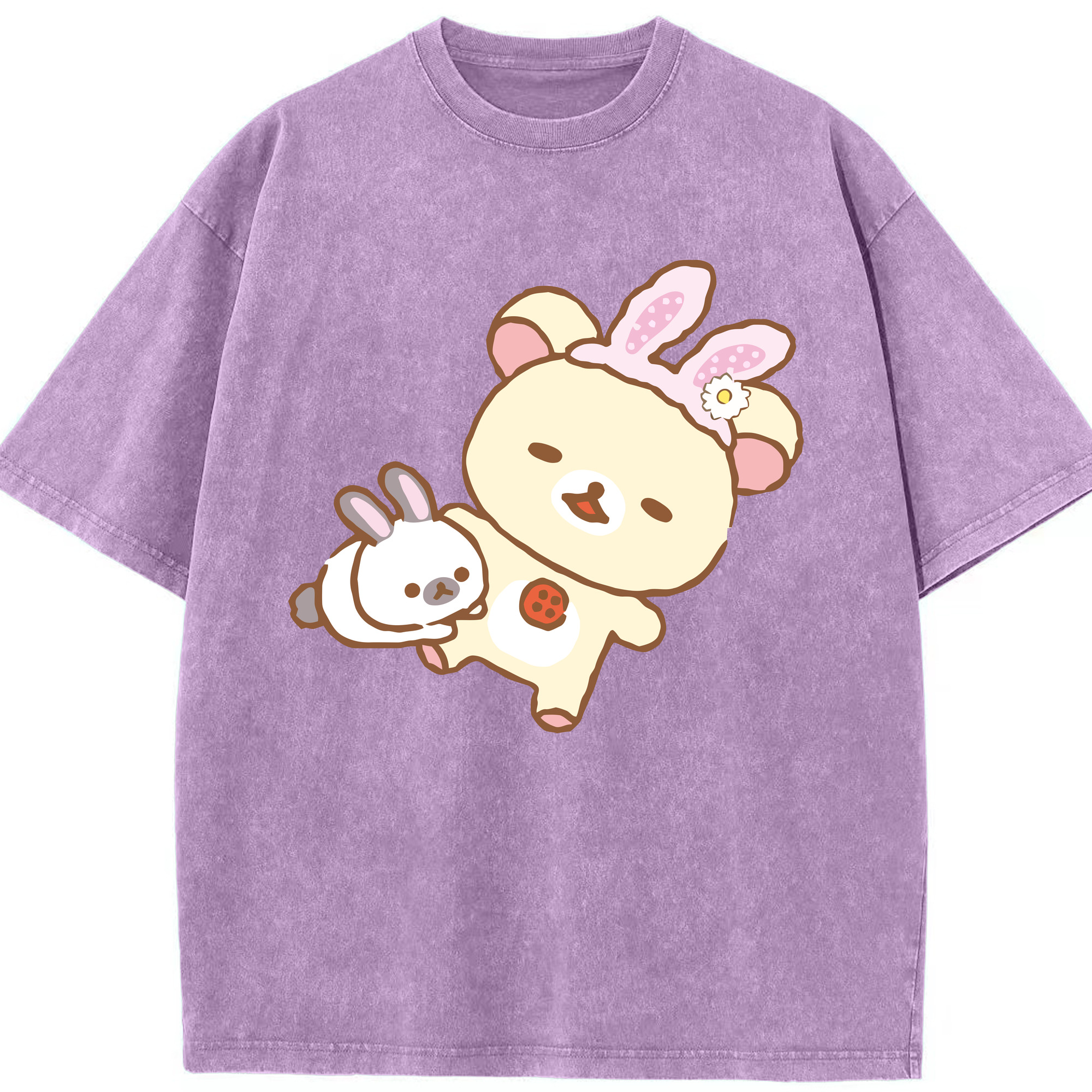 （画像用） リラックマ リラックマ キイロイトリ Rilakkuma Korilakkuma Kiiroitori 綿100% ヴィンテージ風 半袖Tシャツ（フロントプリント）