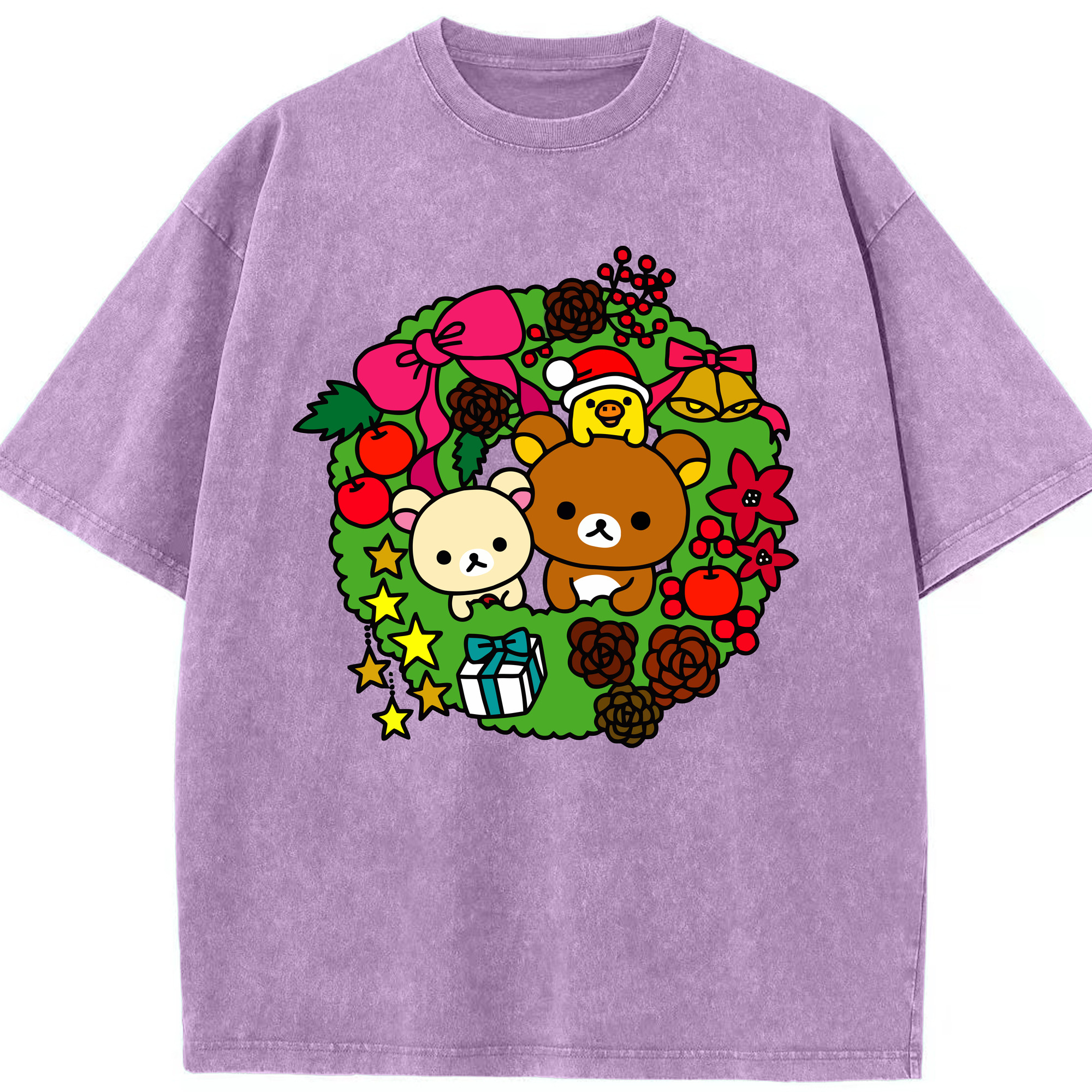 （画像用） リラックマ リラックマ キイロイトリ Rilakkuma Korilakkuma Kiiroitori 綿100% ヴィンテージ風 半袖Tシャツ（フロントプリント）