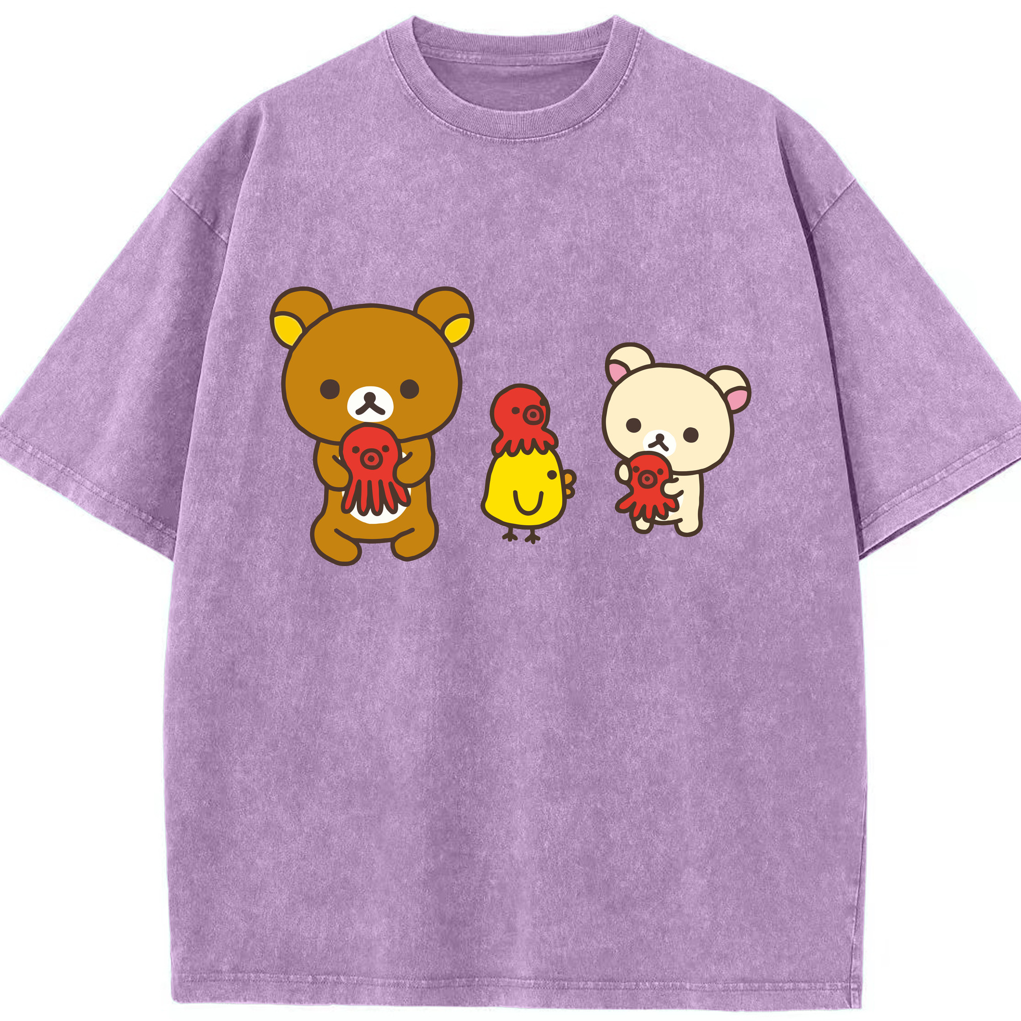 （画像用） リラックマ リラックマ キイロイトリ Rilakkuma Korilakkuma Kiiroitori 綿100% ヴィンテージ風 半袖Tシャツ（フロントプリント）