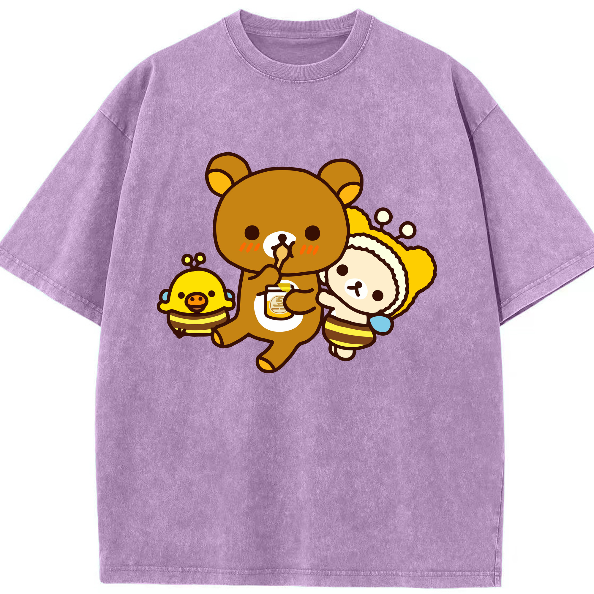 （画像用） リラックマ リラックマ キイロイトリ Rilakkuma Korilakkuma Kiiroitori 綿100% ヴィンテージ風 半袖Tシャツ（フロントプリント）