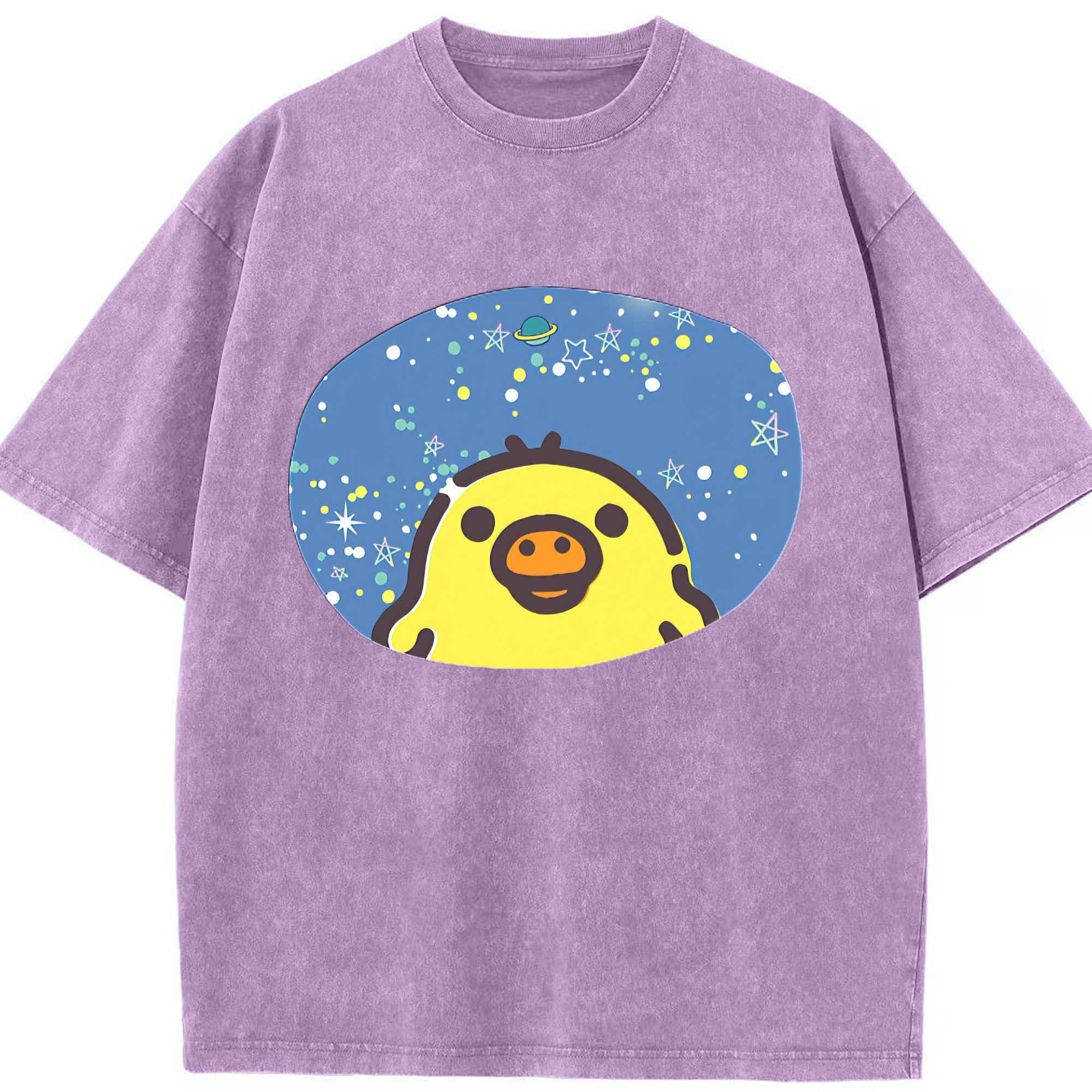 （画像用） リラックマ リラックマ キイロイトリ Rilakkuma Korilakkuma Kiiroitori 綿100% ヴィンテージ風 半袖Tシャツ（フロントプリント）