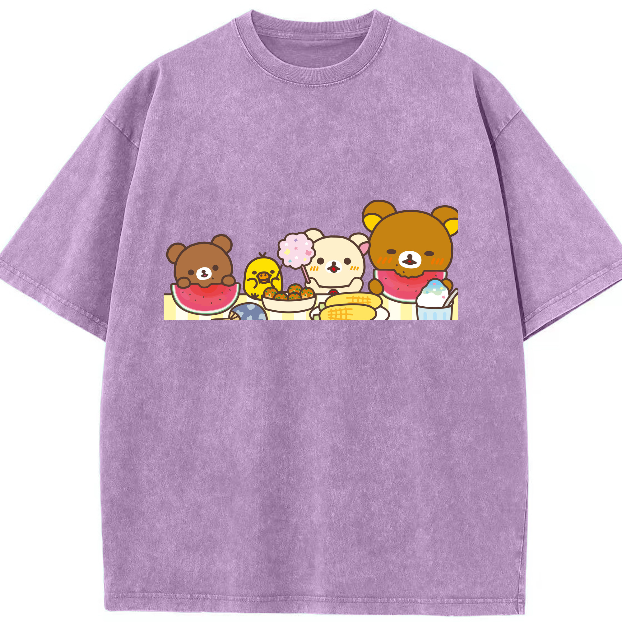 （画像用） リラックマ リラックマ キイロイトリ Rilakkuma Korilakkuma Kiiroitori 綿100% ヴィンテージ風 半袖Tシャツ（フロントプリント）
