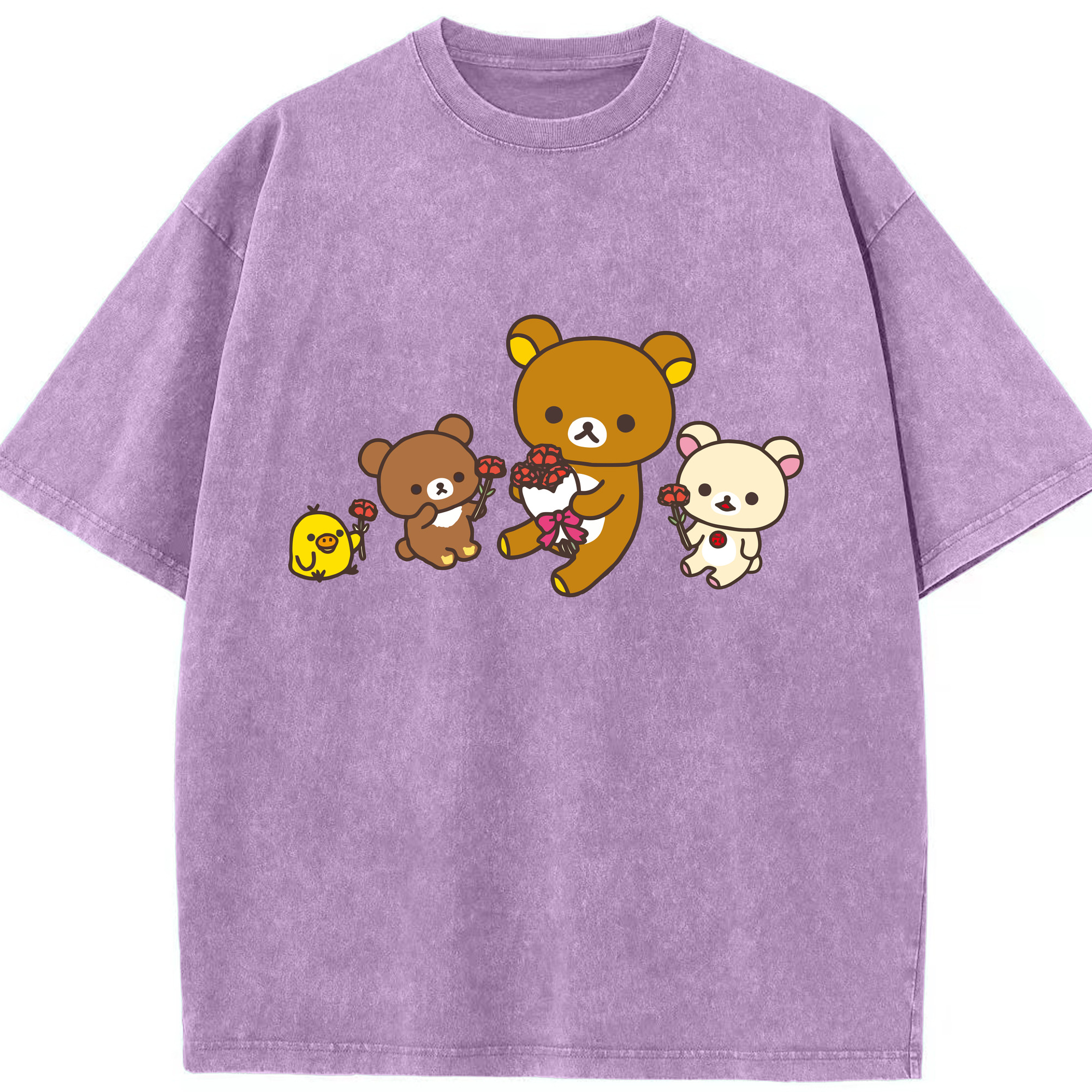 リラックマ リラックマ キイロイトリ Rilakkuma Korilakkuma Kiiroitori 綿100% ヴィンテージ風 半袖Tシャツ（フロントプリント）
