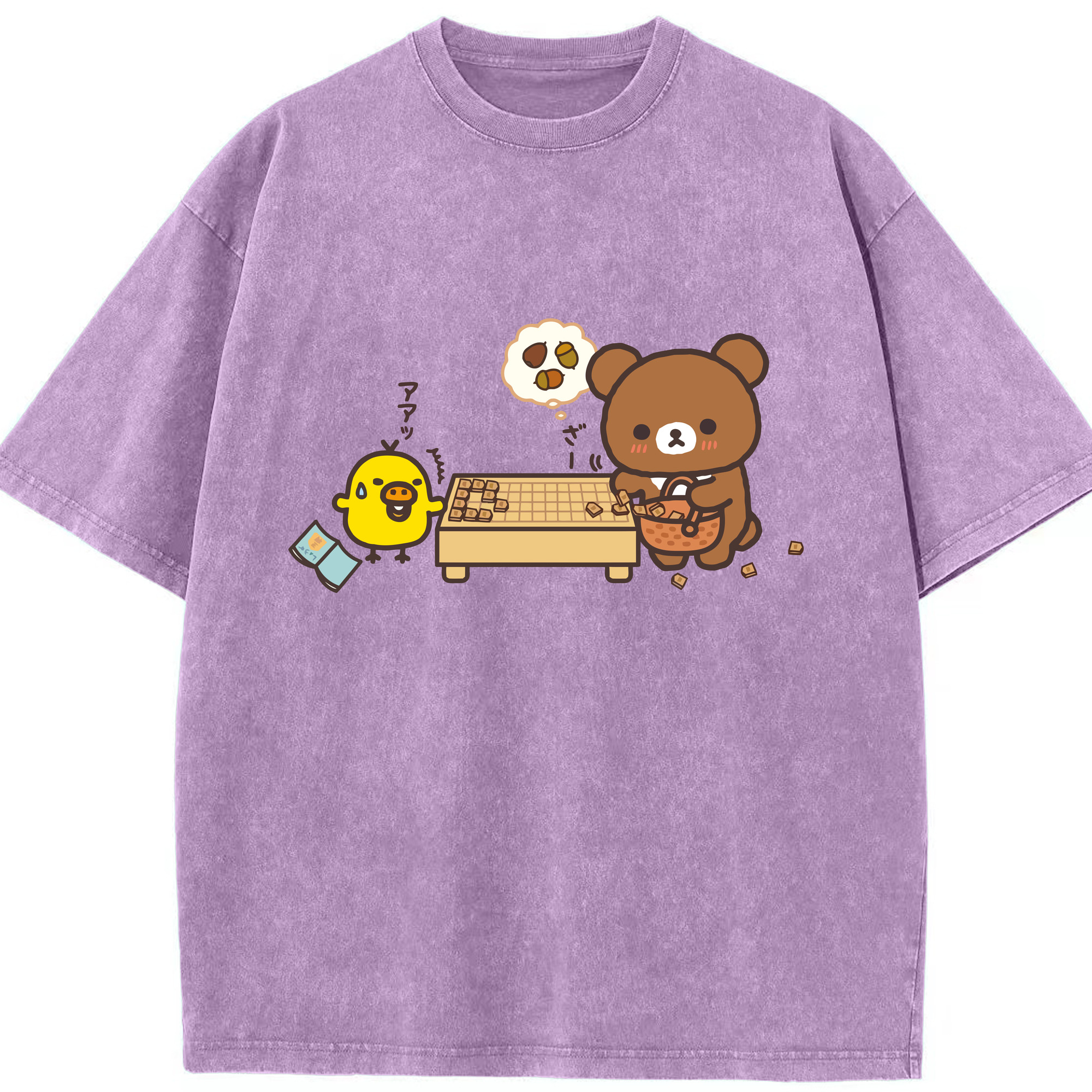 （画像用） リラックマ リラックマ キイロイトリ Rilakkuma Korilakkuma Kiiroitori 綿100% ヴィンテージ風 半袖Tシャツ（フロントプリント）