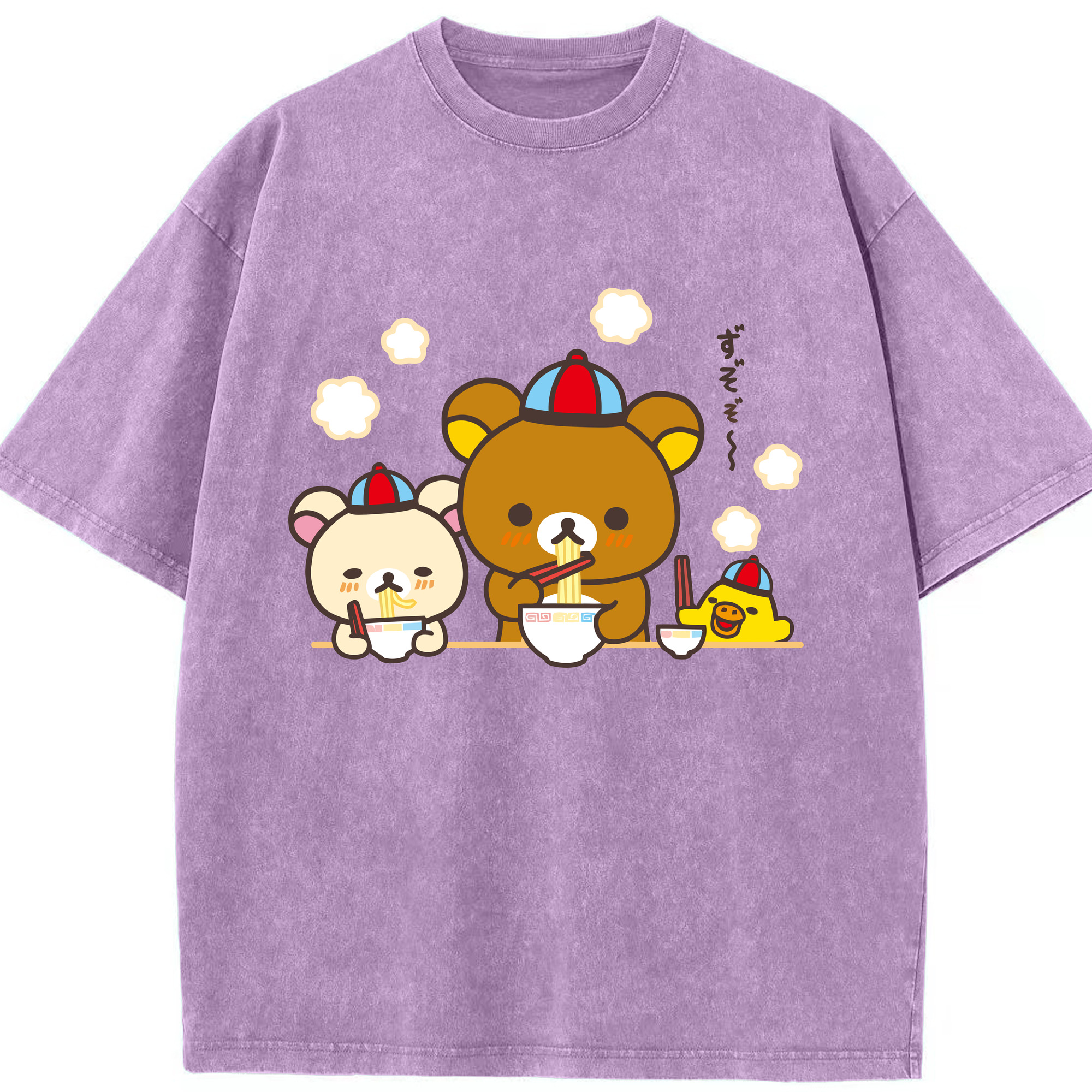（画像用） リラックマ リラックマ キイロイトリ Rilakkuma Korilakkuma Kiiroitori 綿100% ヴィンテージ風 半袖Tシャツ（フロントプリント）