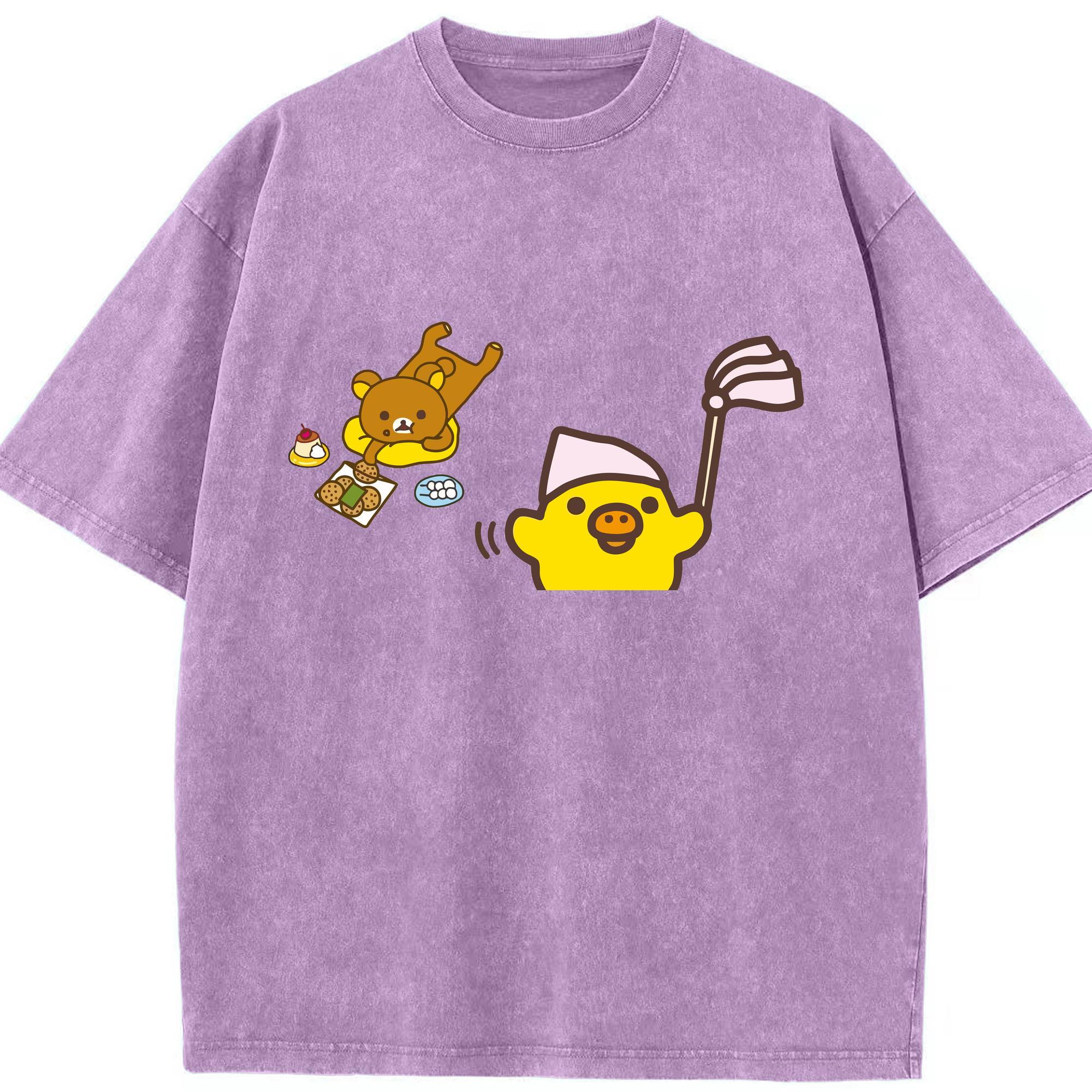 （画像用） リラックマ リラックマ キイロイトリ Rilakkuma Korilakkuma Kiiroitori 綿100% ヴィンテージ風 半袖Tシャツ（フロントプリント）