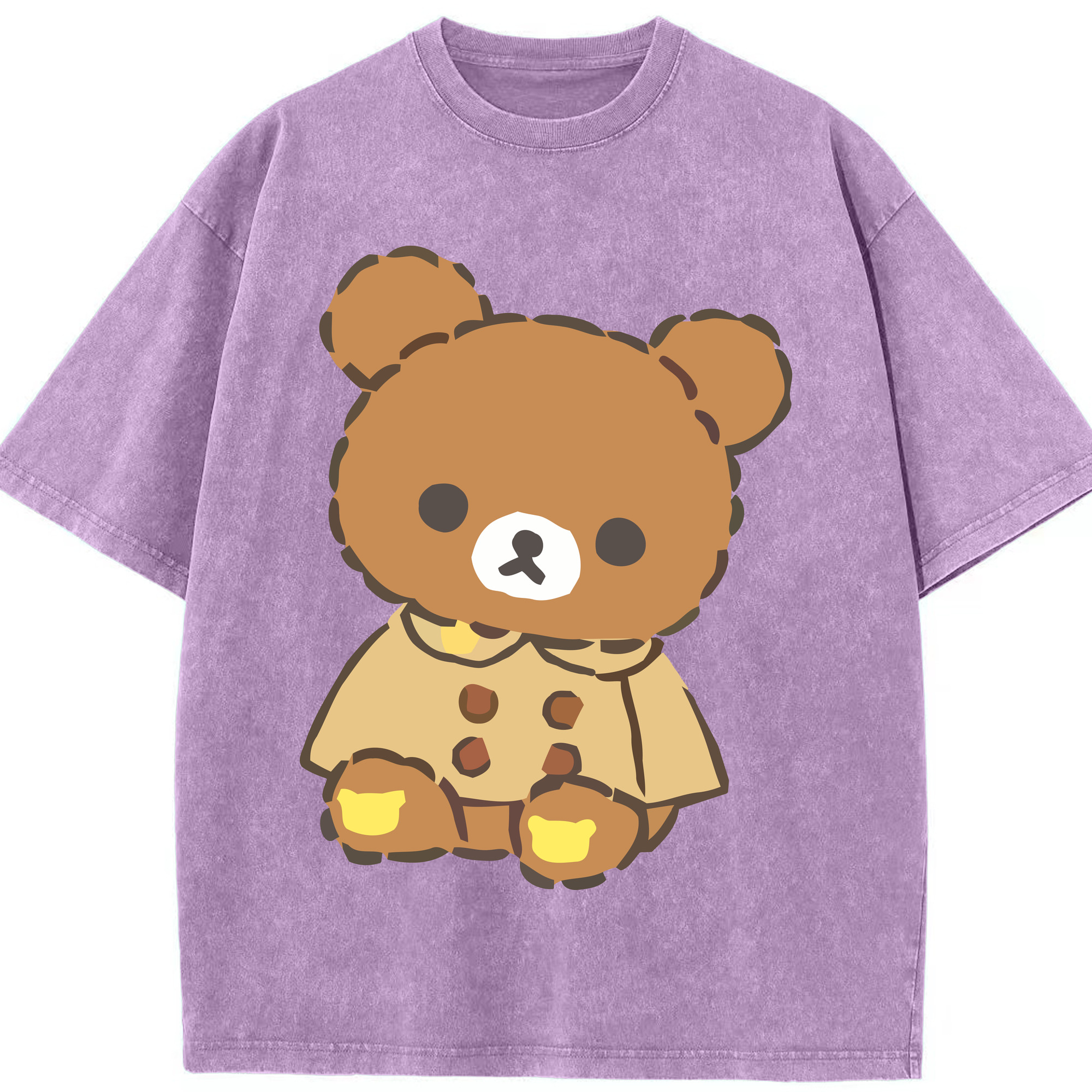 （画像用） リラックマ リラックマ キイロイトリ Rilakkuma Korilakkuma Kiiroitori 綿100% ヴィンテージ風 半袖Tシャツ（フロントプリント）