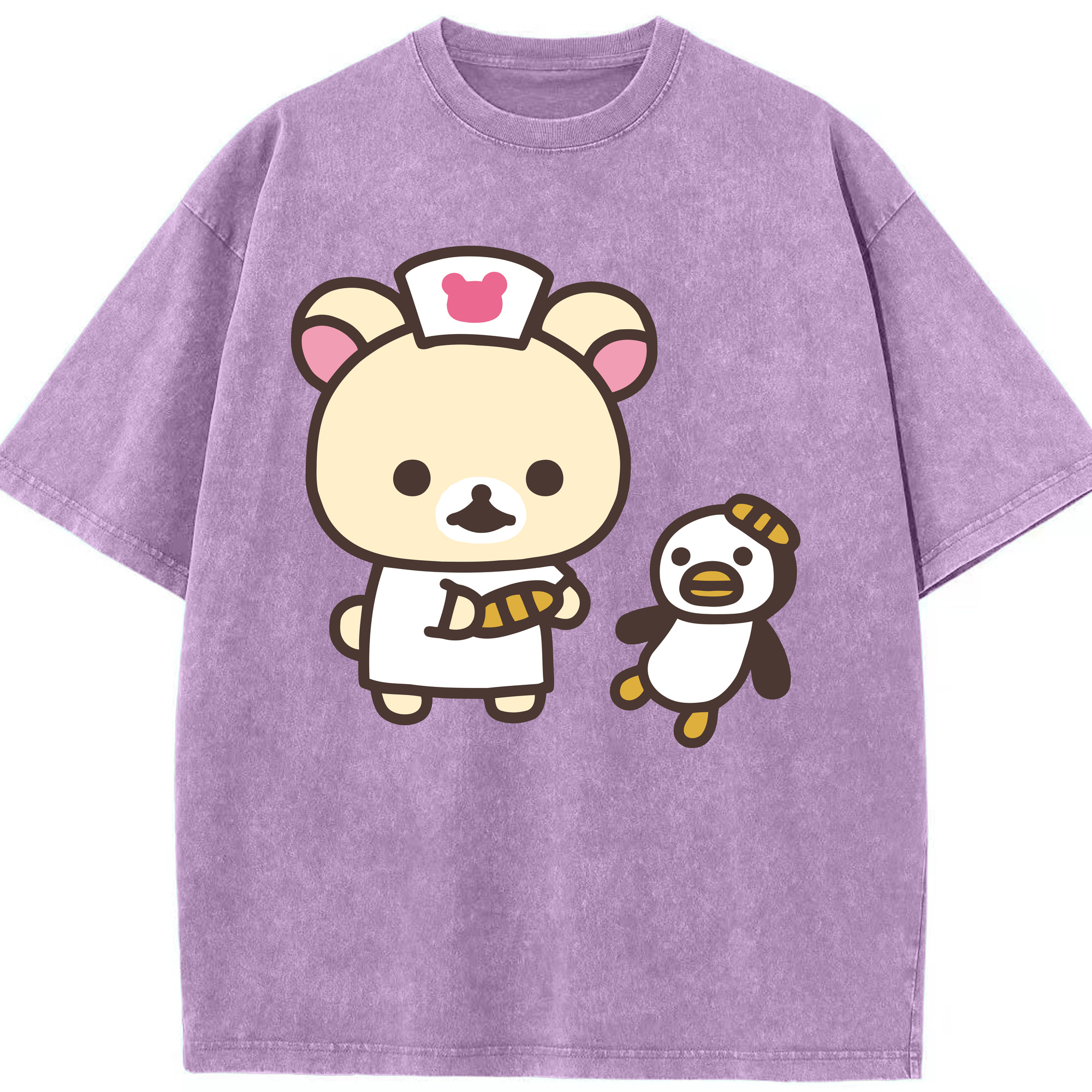 （画像用） リラックマ リラックマ キイロイトリ Rilakkuma Korilakkuma Kiiroitori 綿100% ヴィンテージ風 半袖Tシャツ（フロントプリント）