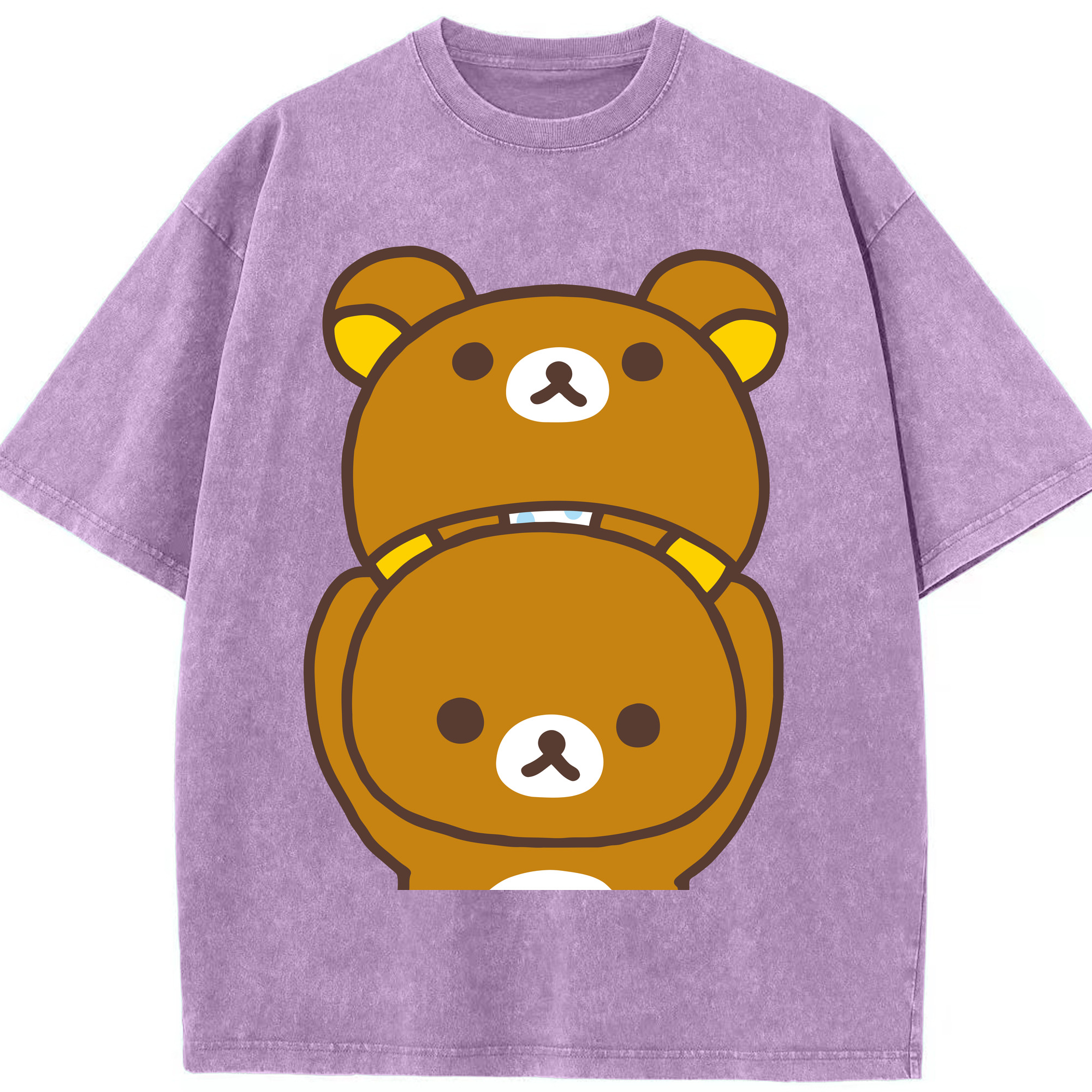 （画像用） リラックマ リラックマ キイロイトリ Rilakkuma Korilakkuma Kiiroitori 綿100% ヴィンテージ風 半袖Tシャツ（フロントプリント）