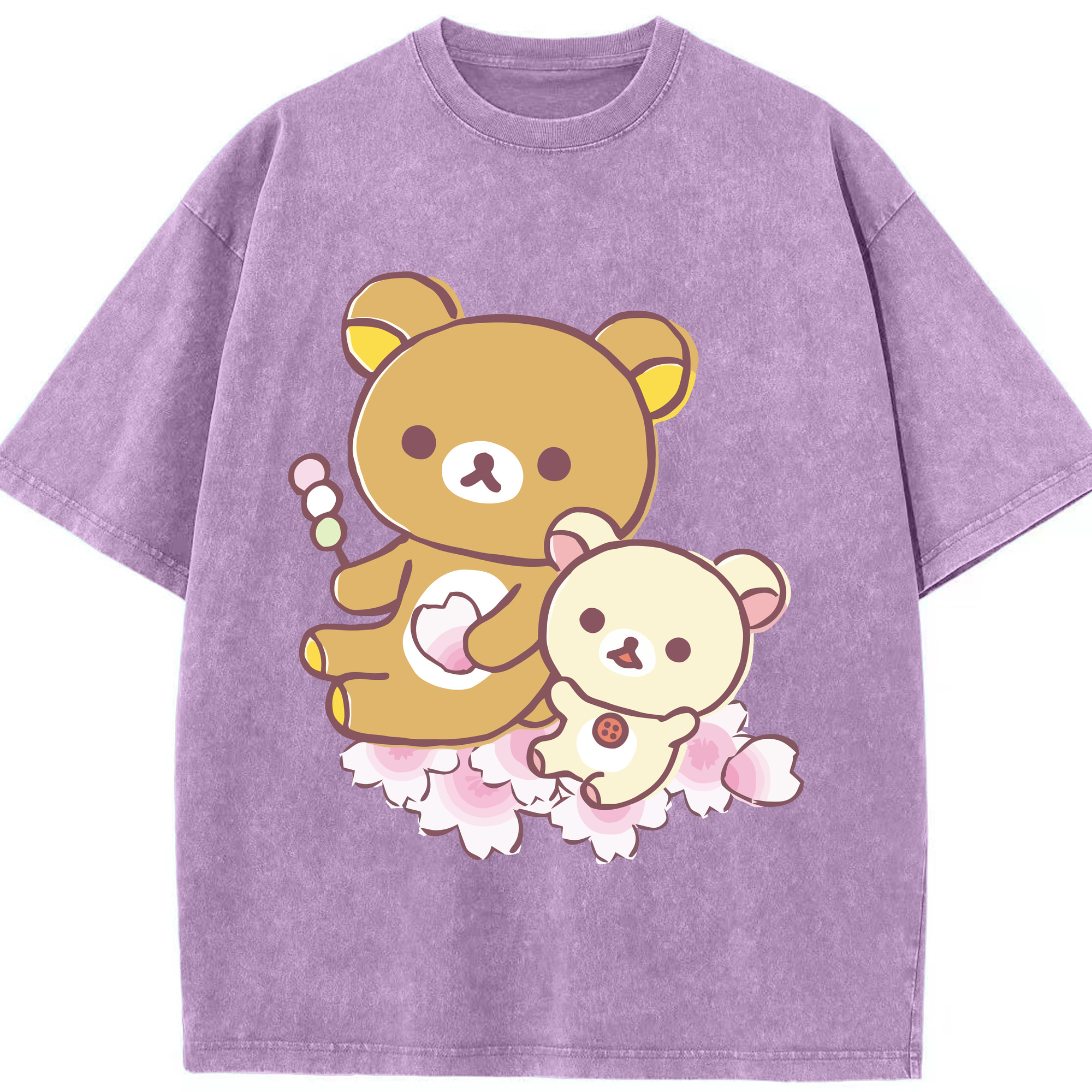 （画像用） リラックマ リラックマ キイロイトリ Rilakkuma Korilakkuma Kiiroitori 綿100% ヴィンテージ風 半袖Tシャツ（フロントプリント）