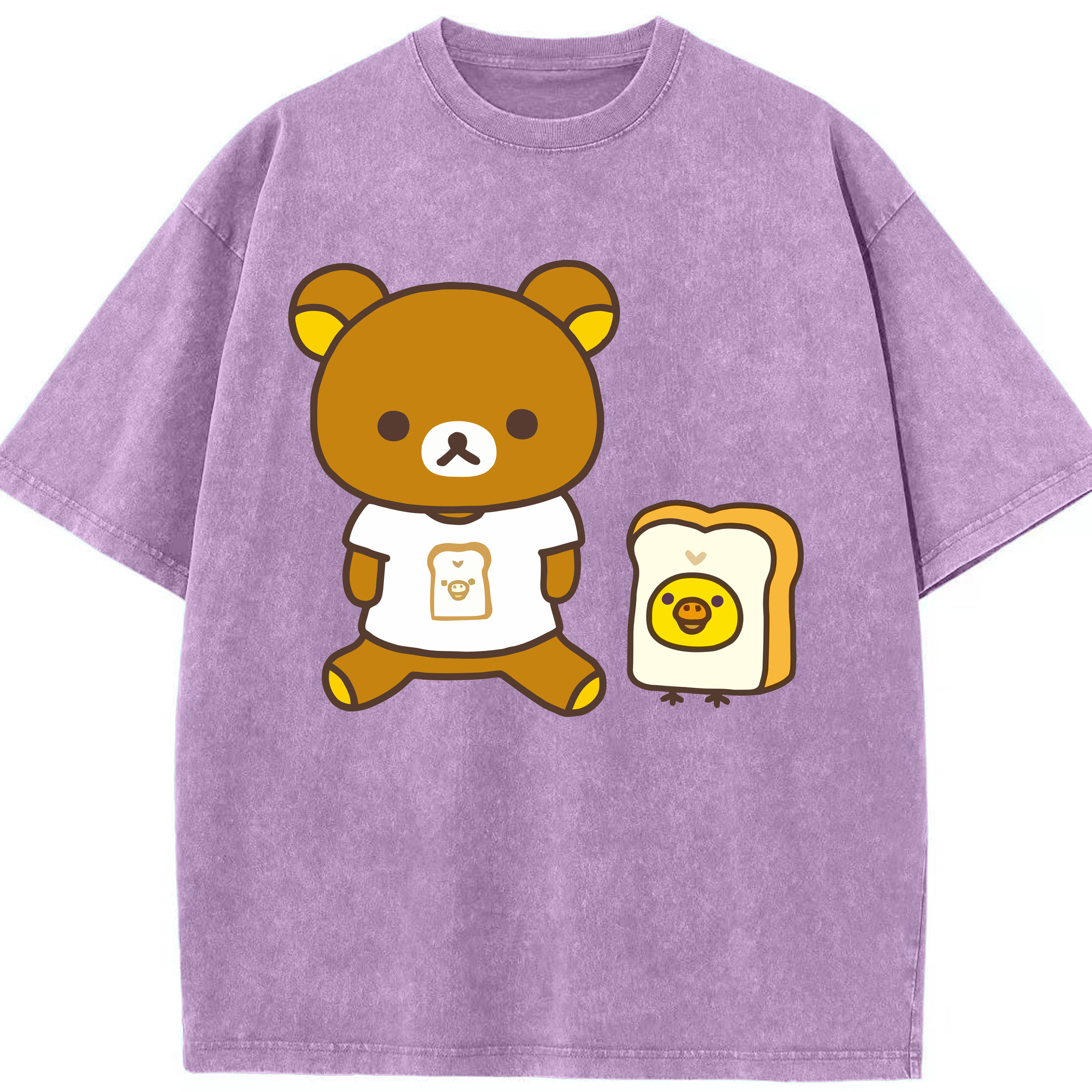 （画像用） リラックマ リラックマ キイロイトリ Rilakkuma Korilakkuma Kiiroitori 綿100% ヴィンテージ風 半袖Tシャツ（フロントプリント）