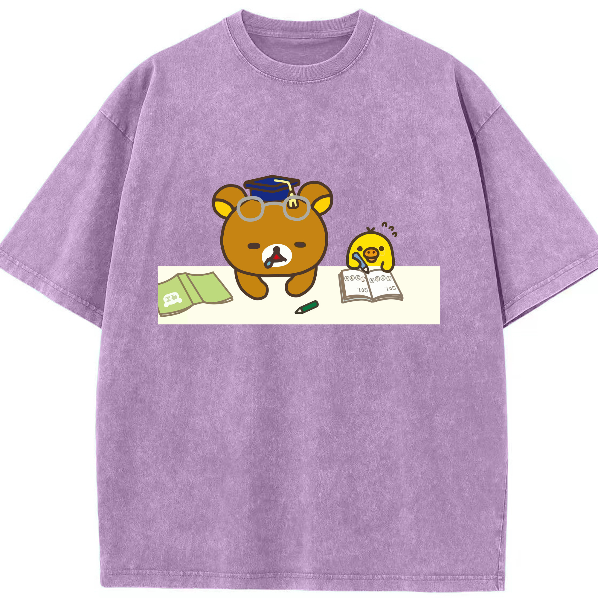（画像用） リラックマ リラックマ キイロイトリ Rilakkuma Korilakkuma Kiiroitori 綿100% ヴィンテージ風 半袖Tシャツ（フロントプリント）