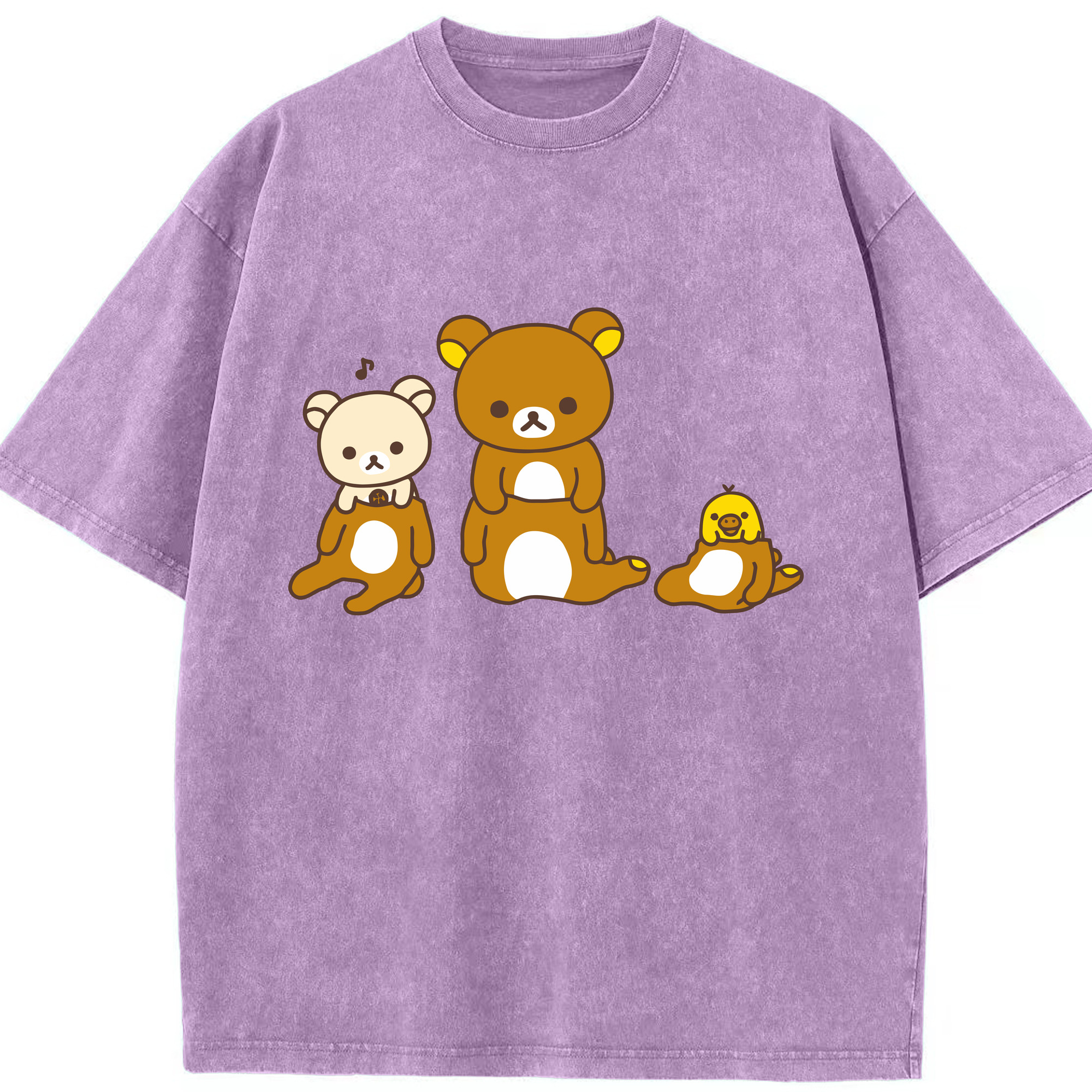 （画像用） リラックマ リラックマ キイロイトリ Rilakkuma Korilakkuma Kiiroitori 綿100% ヴィンテージ風 半袖Tシャツ（フロントプリント）