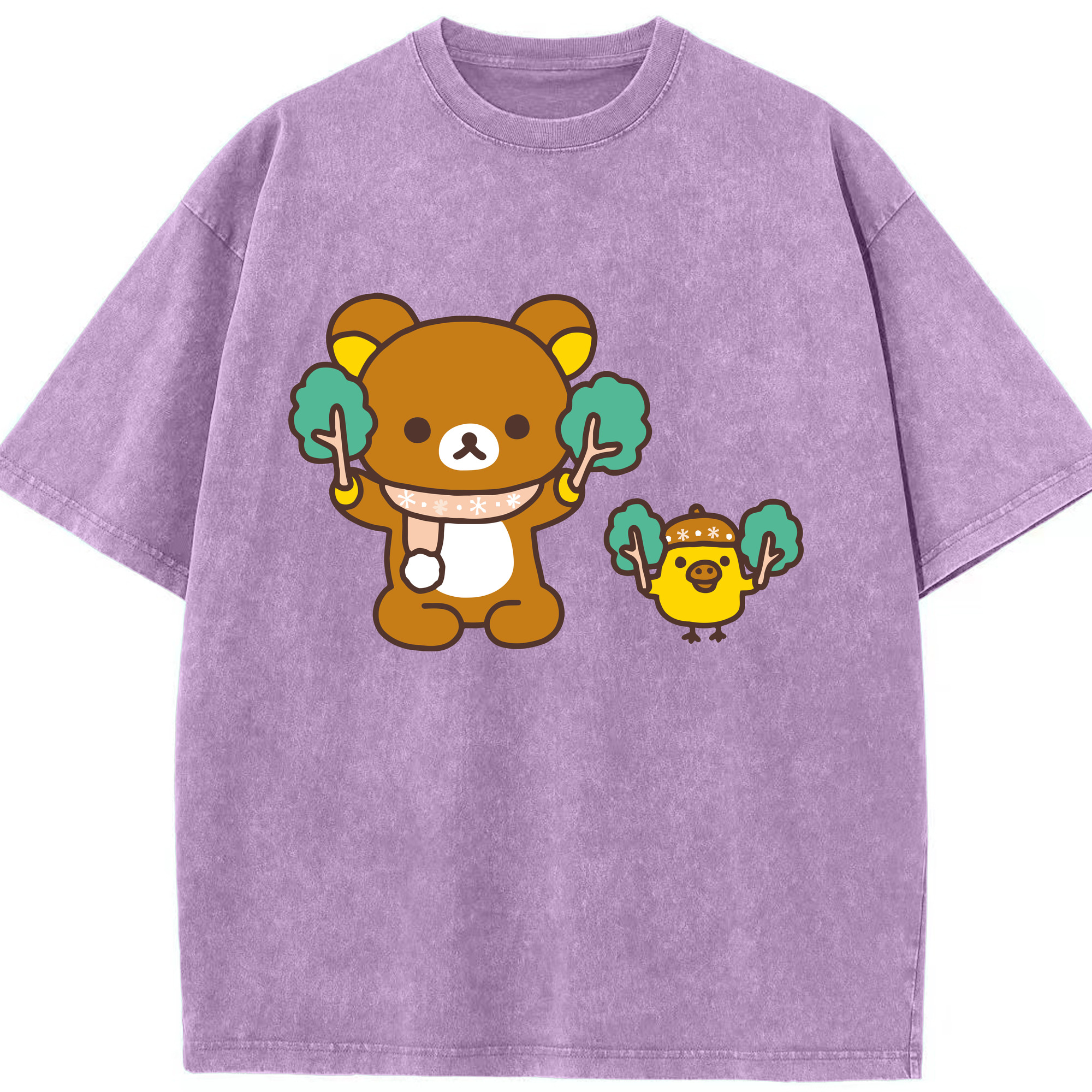 （画像用） リラックマ リラックマ キイロイトリ Rilakkuma Korilakkuma Kiiroitori 綿100% ヴィンテージ風 半袖Tシャツ（フロントプリント）