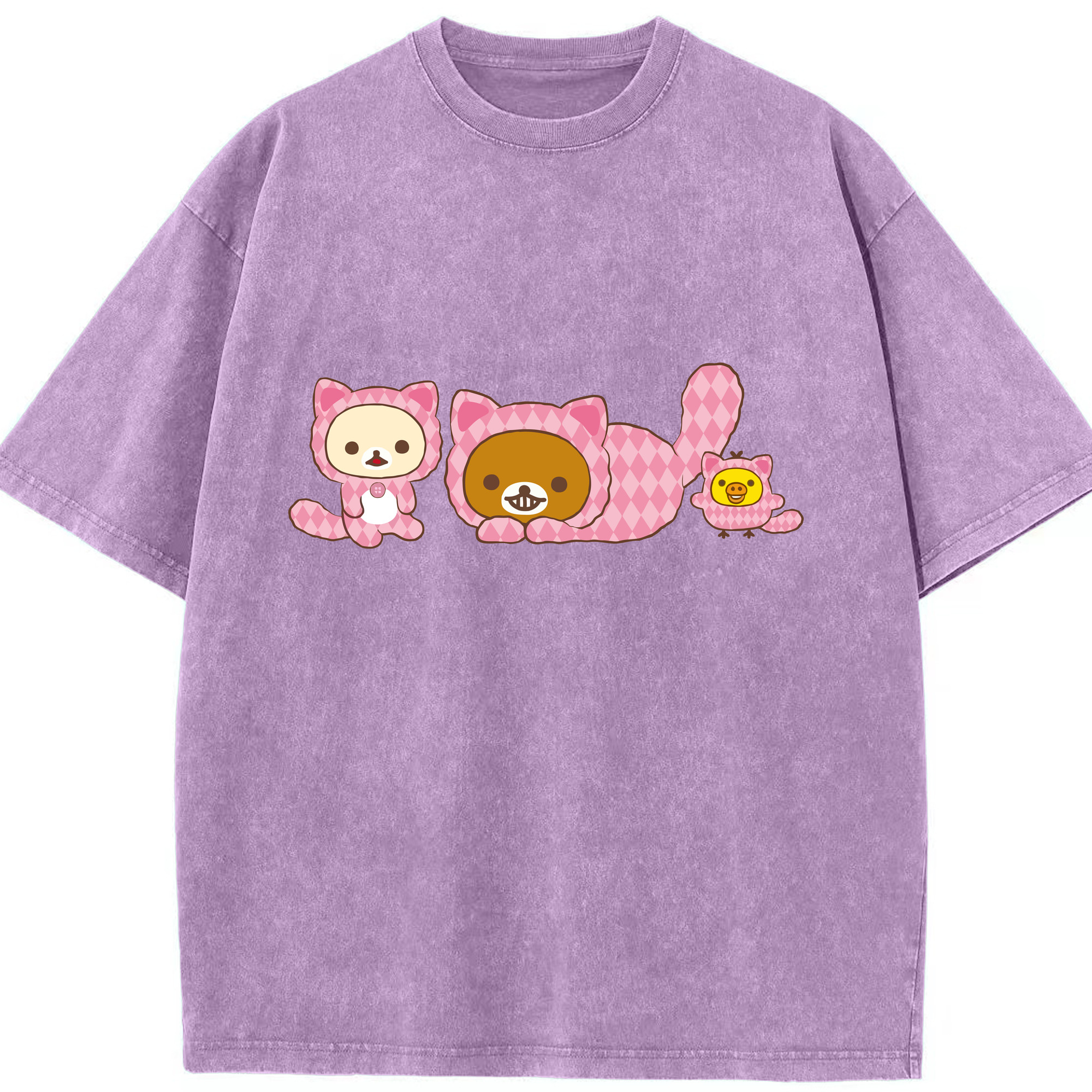 （画像用） リラックマ リラックマ キイロイトリ Rilakkuma Korilakkuma Kiiroitori 綿100% ヴィンテージ風 半袖Tシャツ（フロントプリント）