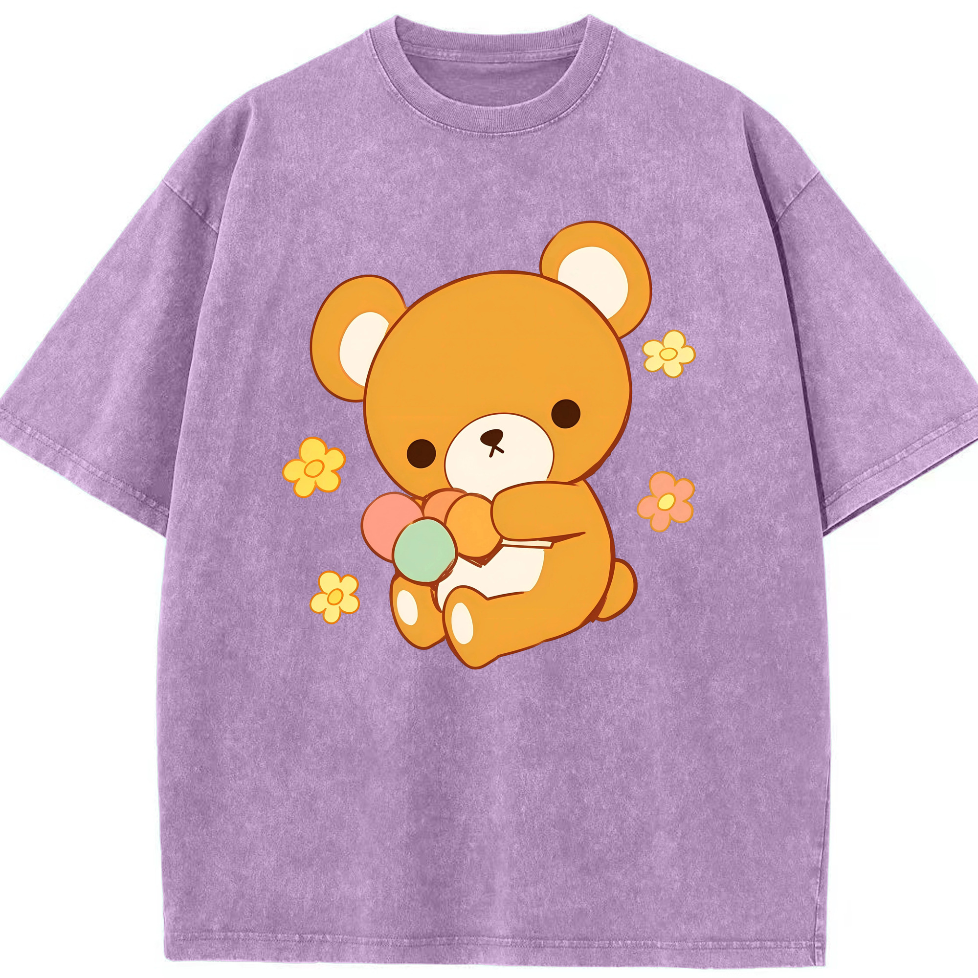 （画像用） リラックマ リラックマ キイロイトリ Rilakkuma Korilakkuma Kiiroitori 綿100% ヴィンテージ風 半袖Tシャツ（フロントプリント）