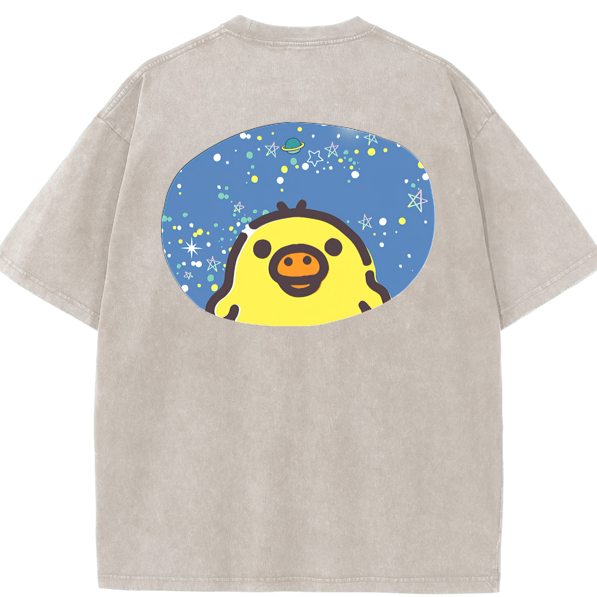 （画像用） リラックマ リラックマ キイロイトリ Rilakkuma Korilakkuma Kiiroitori 綿100% ヴィンテージ風 半袖Tシャツ（背面プリント）