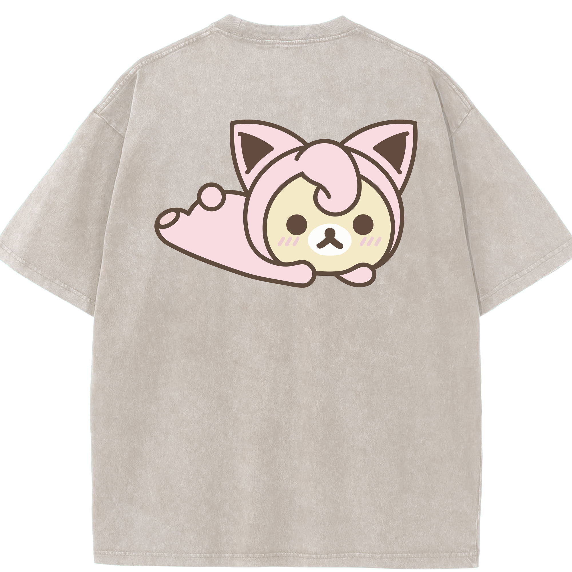 （画像用） リラックマ リラックマ キイロイトリ Rilakkuma Korilakkuma Kiiroitori 綿100% ヴィンテージ風 半袖Tシャツ（背面プリント）