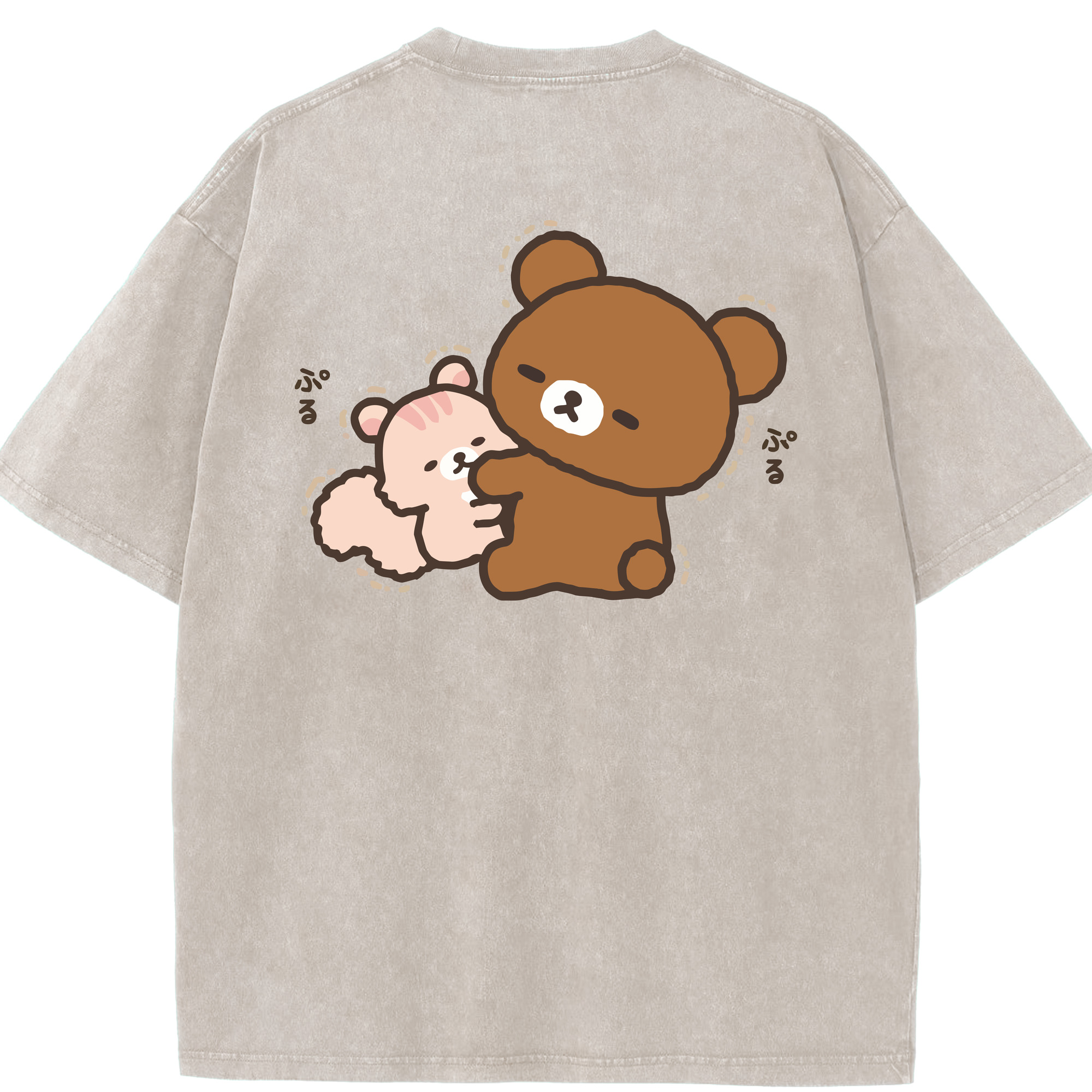 （画像用） リラックマ リラックマ キイロイトリ Rilakkuma Korilakkuma Kiiroitori 綿100% ヴィンテージ風 半袖Tシャツ（背面プリント）